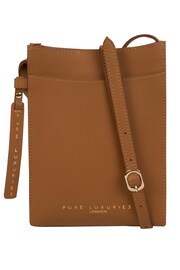 Pure Luxuries London Barton Vegetable Tanned Leather Cross-Body Phone Bag - Image 1 of 5