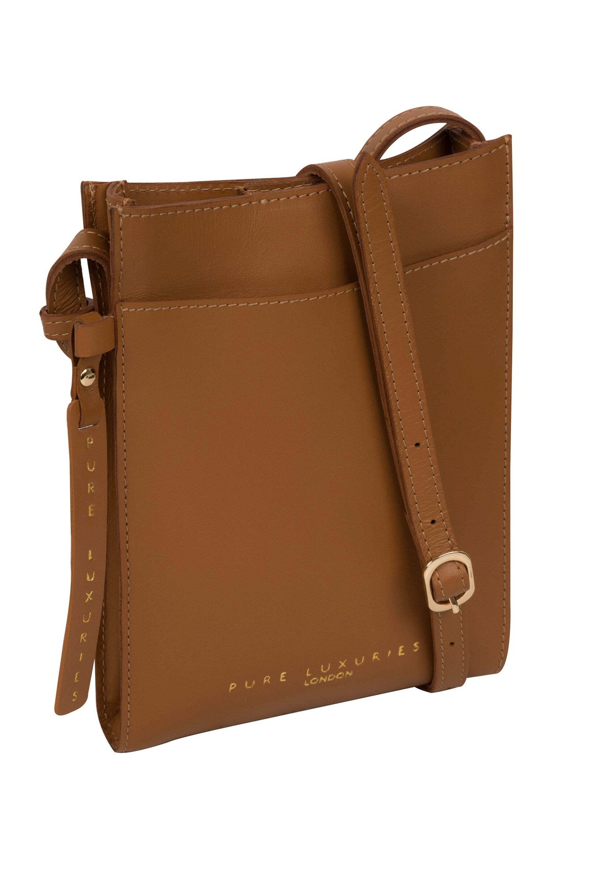 Pure Luxuries London Barton Vegetable Tanned Leather Cross-Body Phone Bag - Image 4 of 5