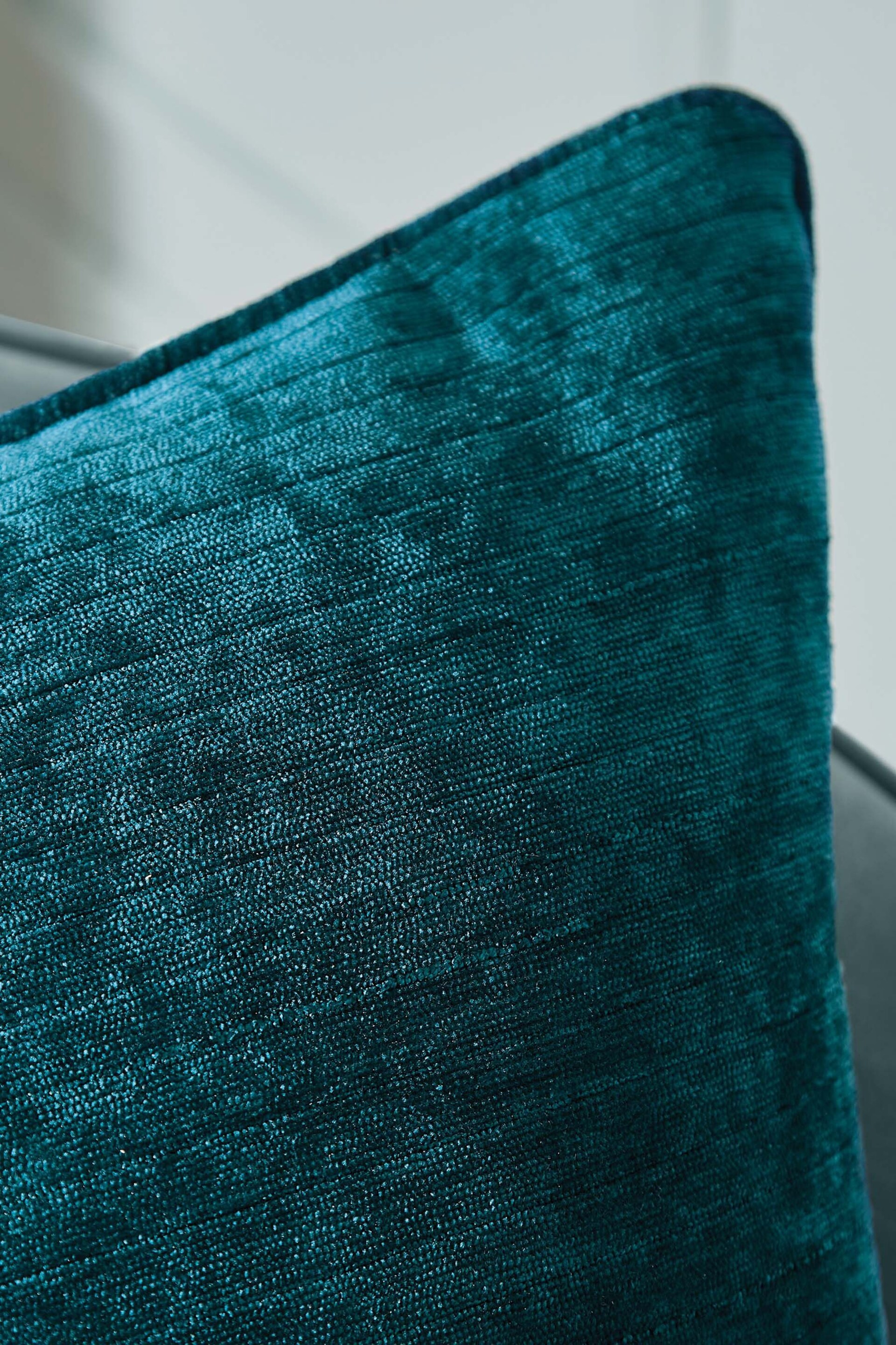 Hyperion Rich Teal Blue Selene Luxury Chenille Piped Cushion - Image 2 of 4