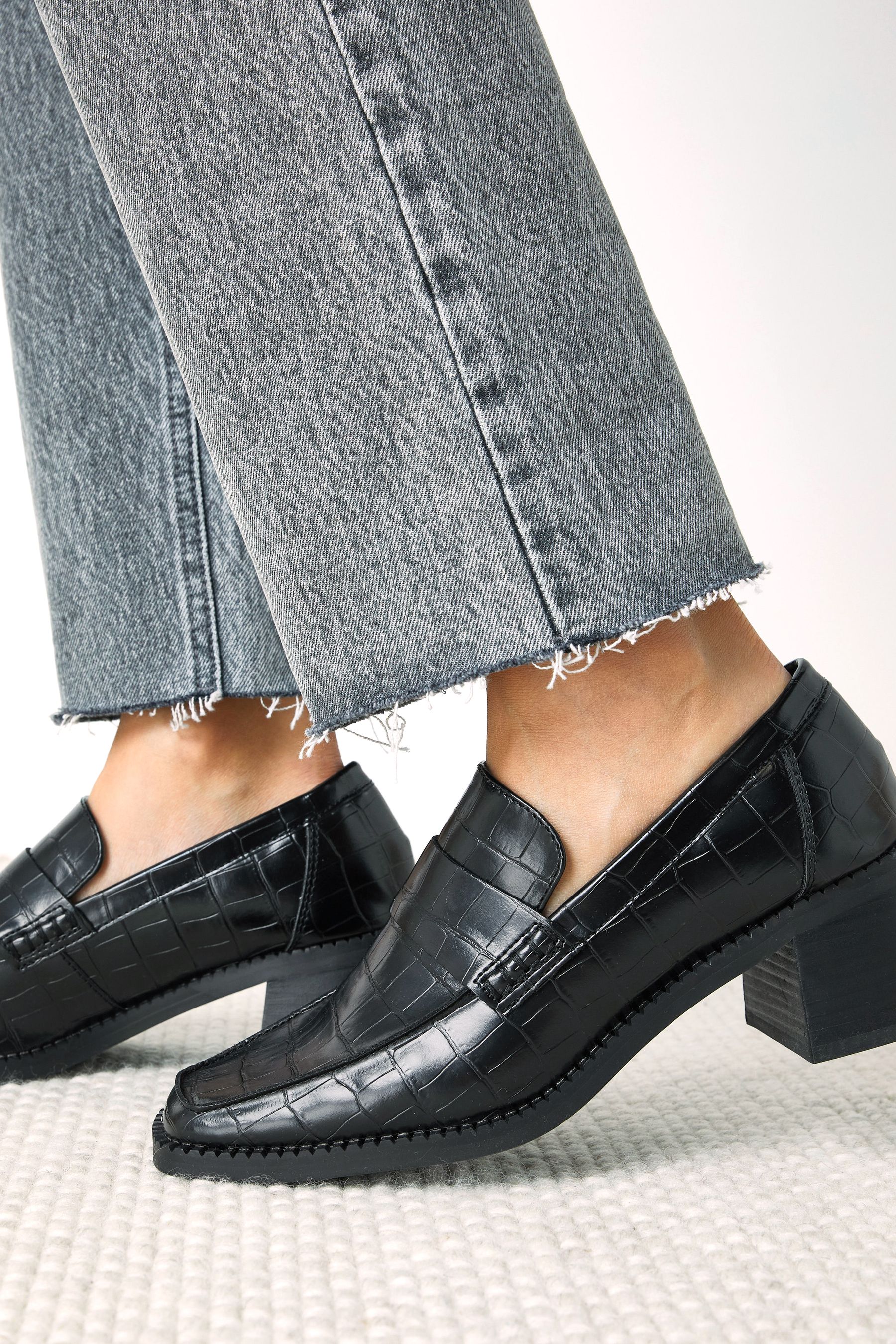 Ladies block heel loafers online