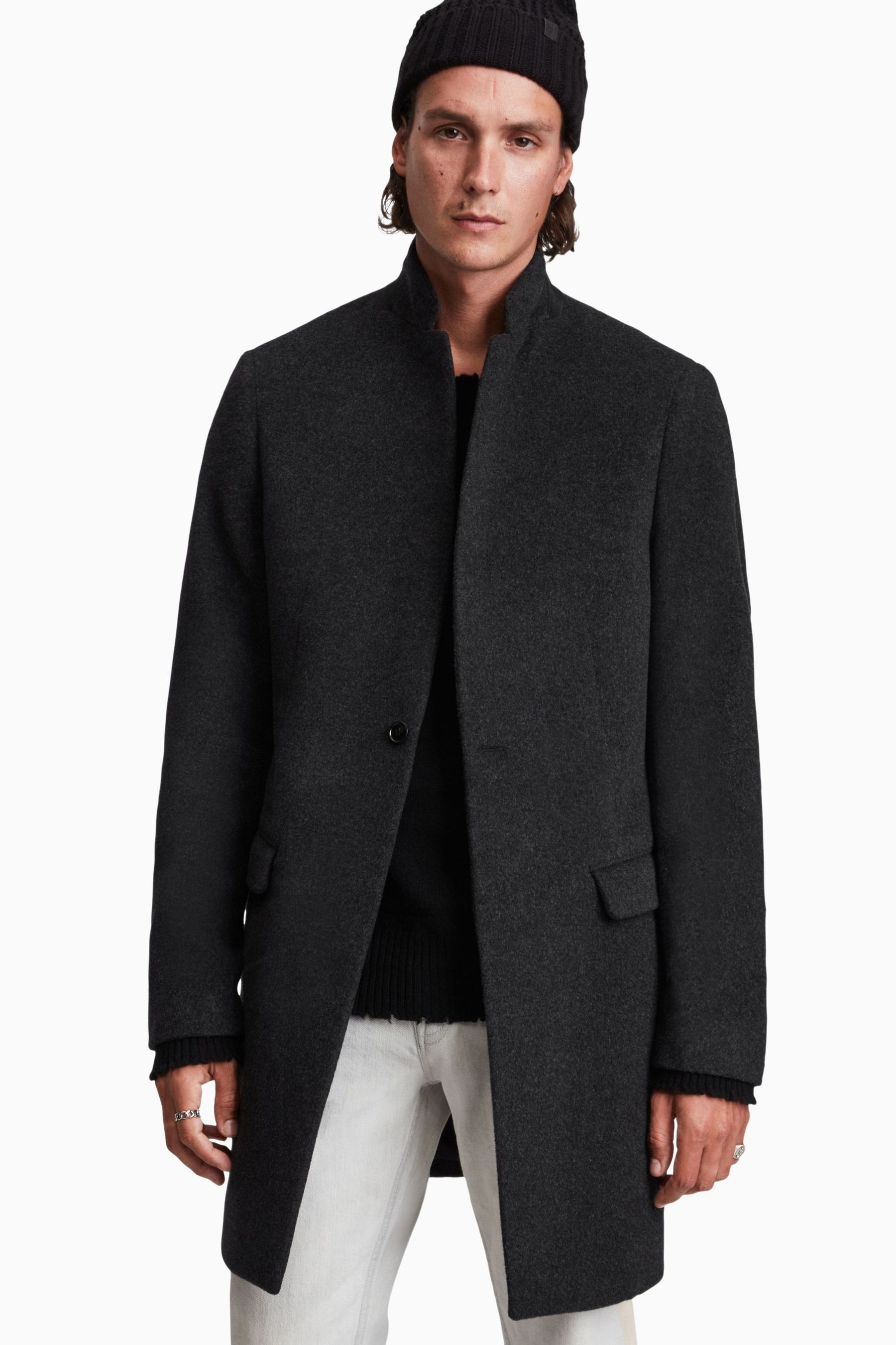 Buy AllSaints Grey Manor Wool Coat from Next Luxembourg