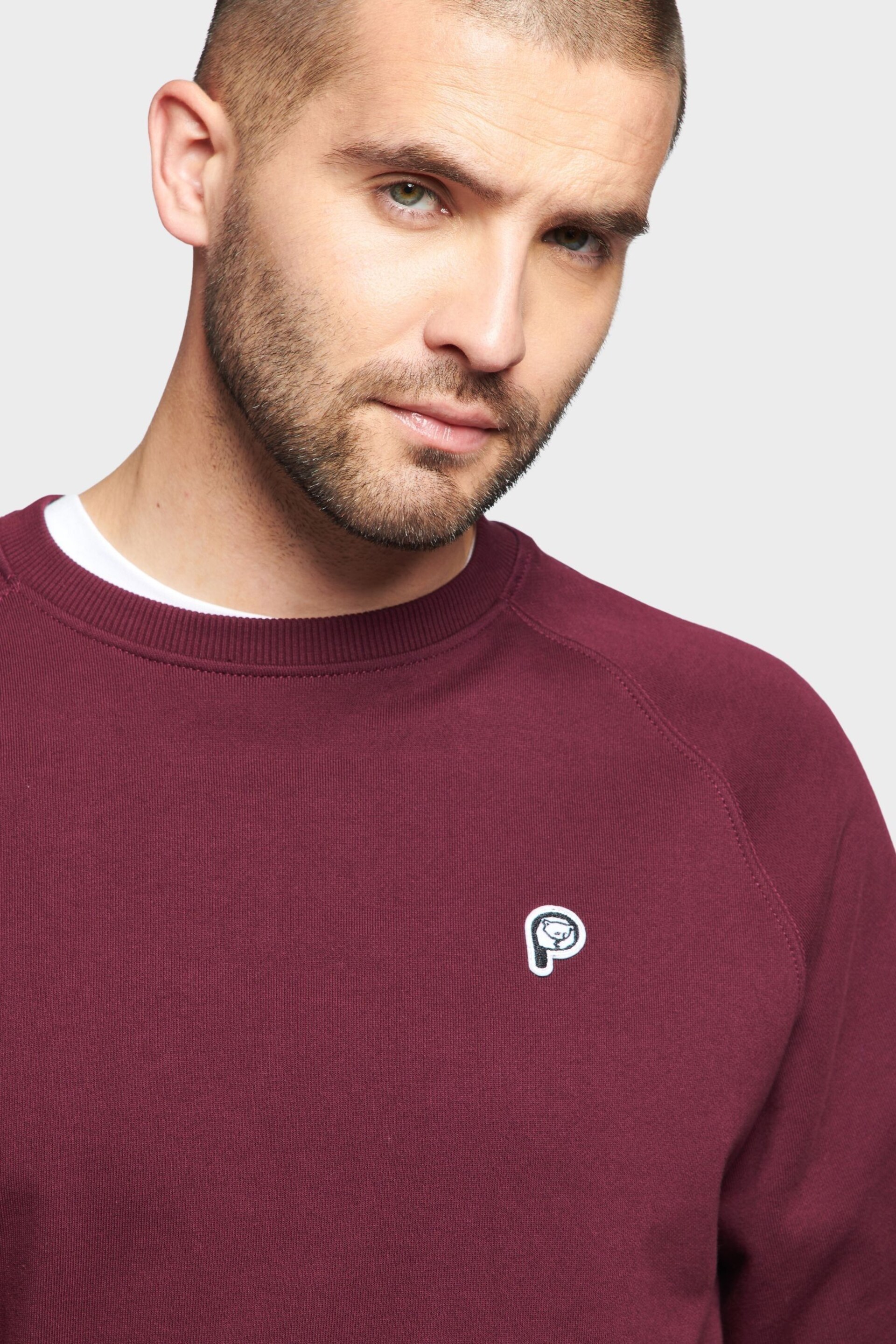 Penfield Burgundy Red Bear Chest Badge Crew Sweatshirt - Image 4 of 7