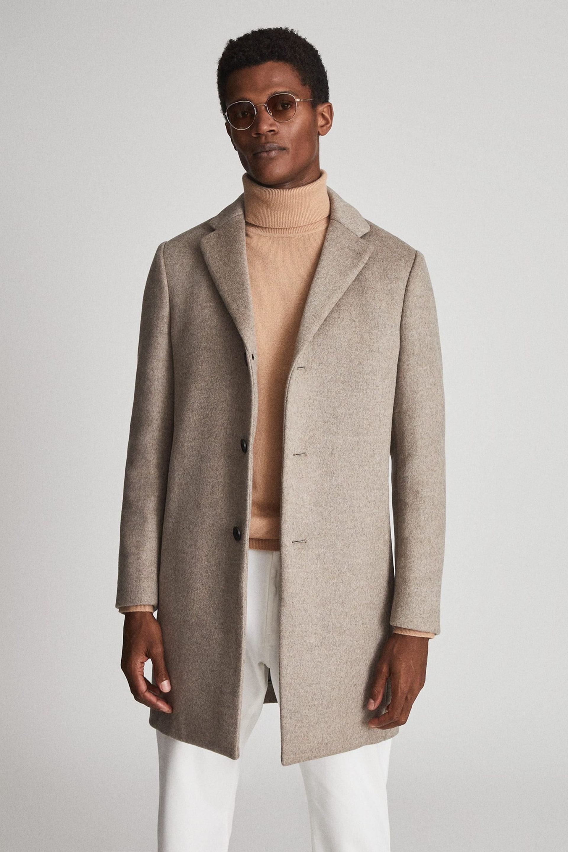 Reiss Natural Gable Wool Blend Epsom Overcoat - Image 4 of 5