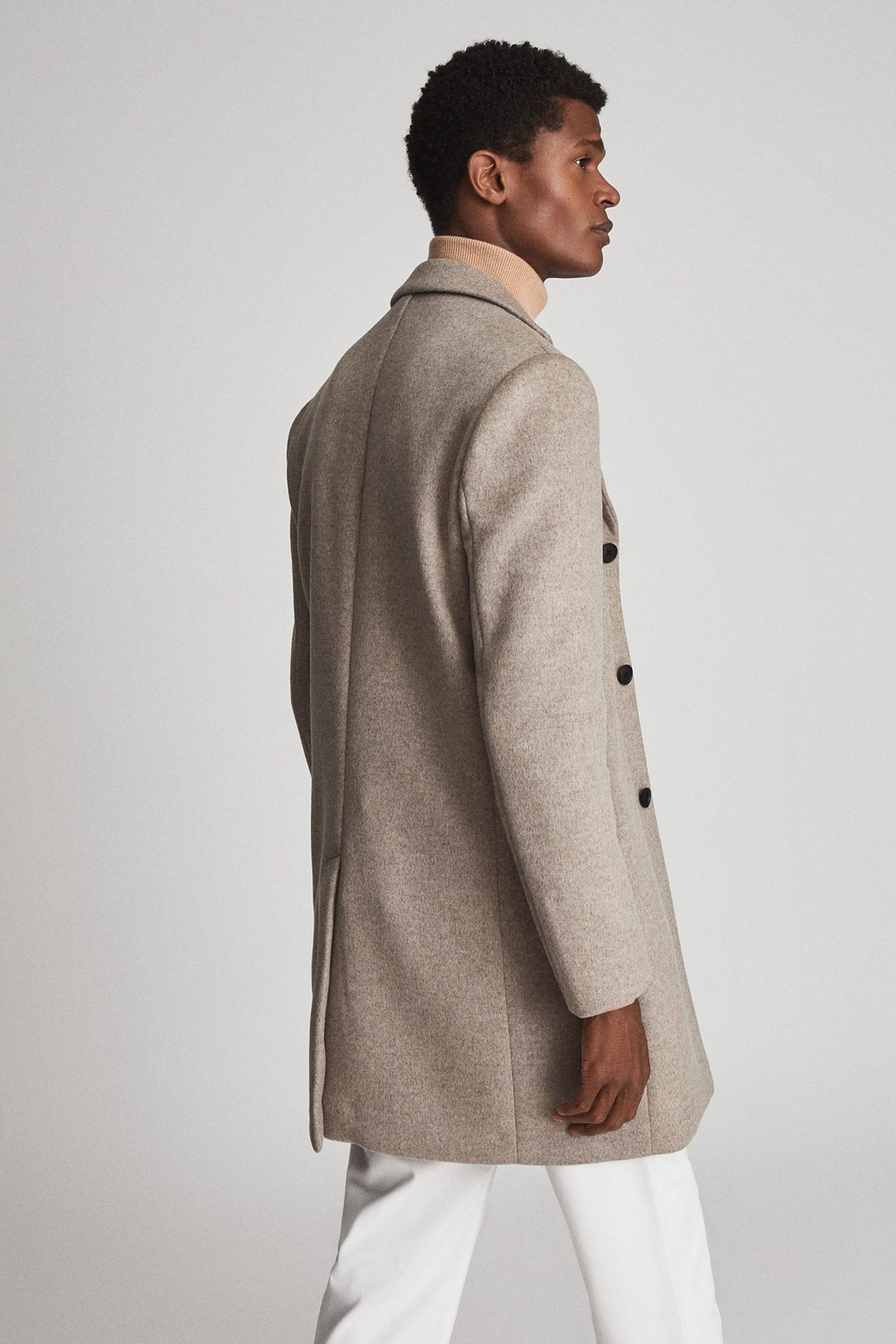 Reiss Natural Gable Wool Blend Epsom Overcoat - Image 5 of 5