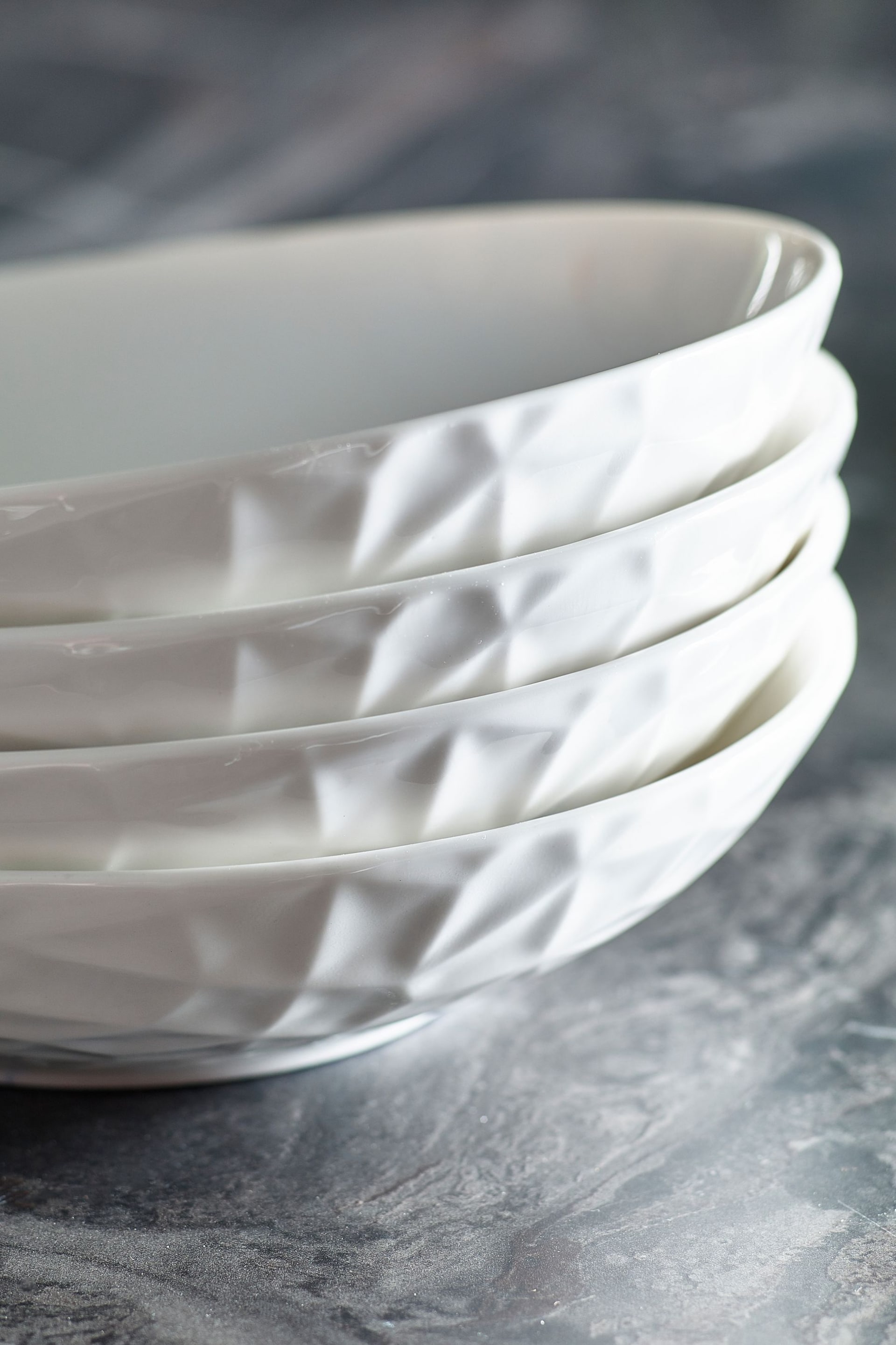 White Mode Embossed Set of 4 Pasta Bowls - Image 2 of 3