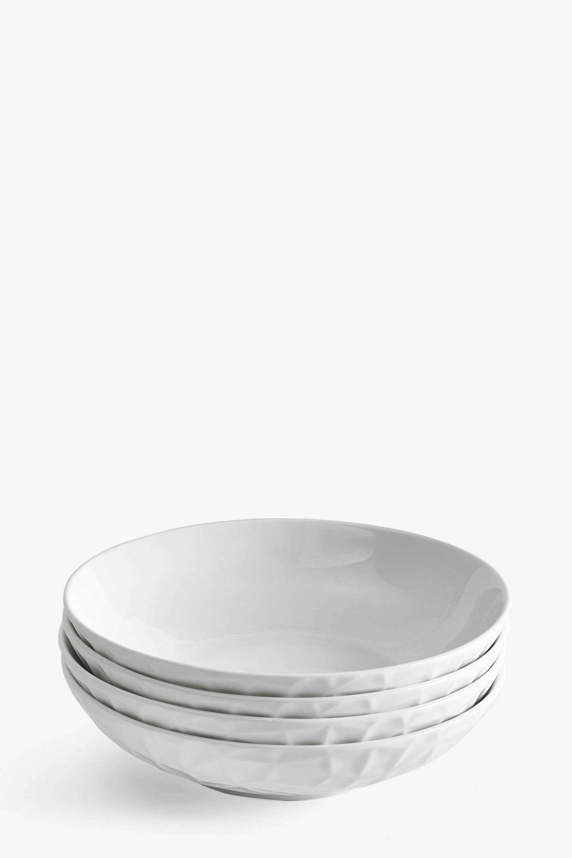 White Mode Embossed Set of 4 Pasta Bowls - Image 3 of 3