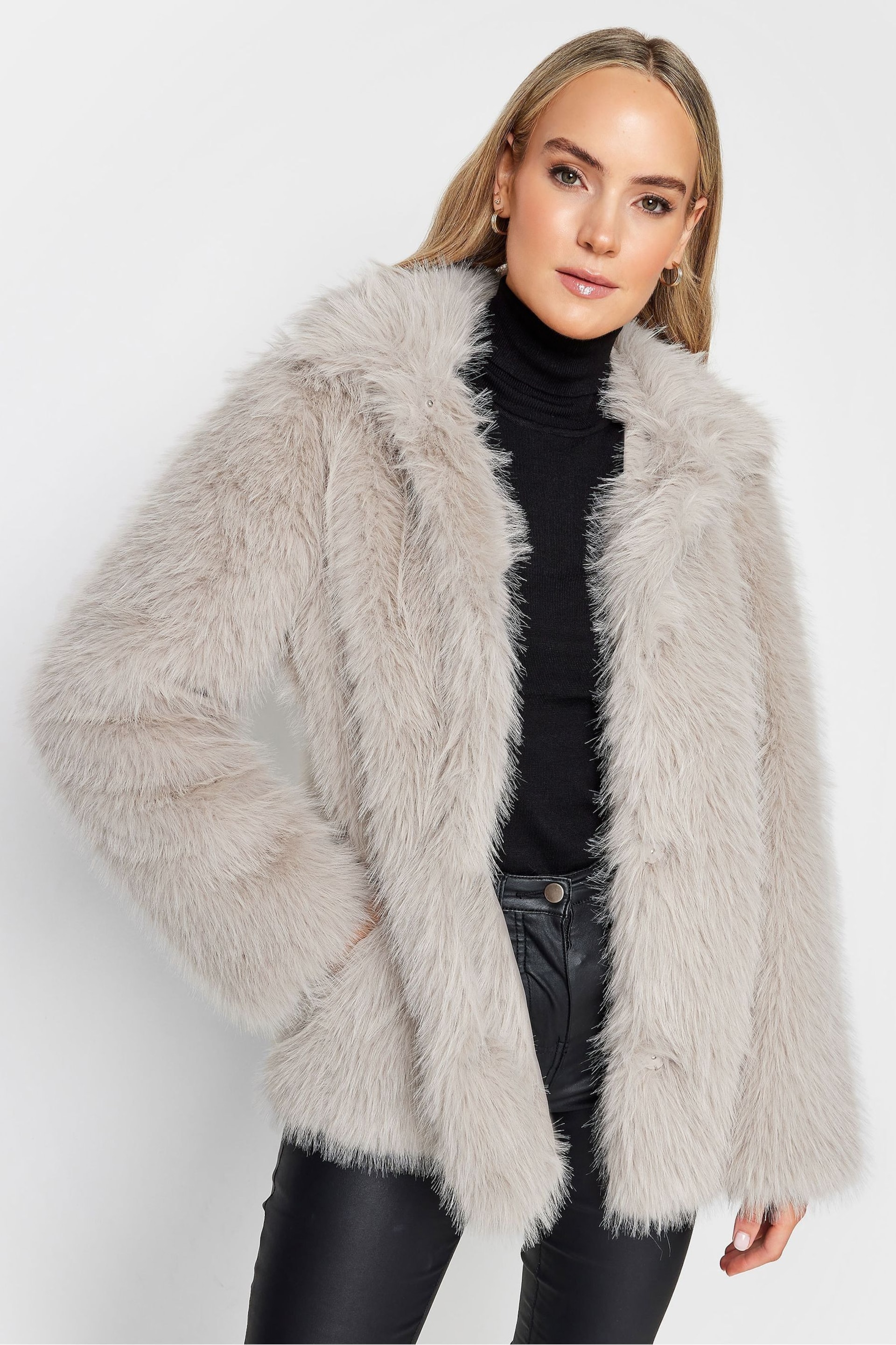 Long Tall Sally Natural Long Faux Fur Coats - Image 4 of 5