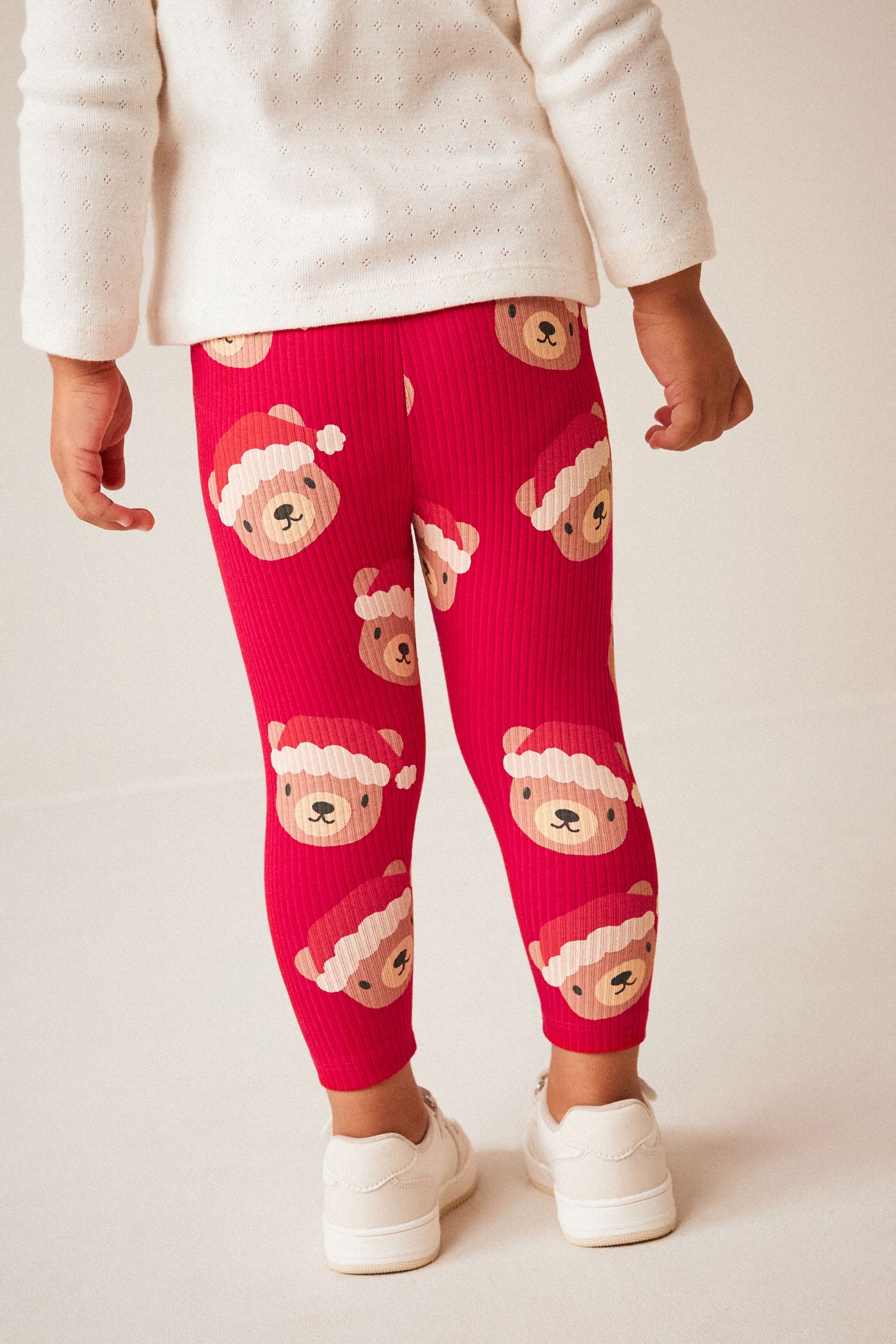 Buy Red Christmas Bear Rib Leggings 3mths 7yrs from Next Luxembourg