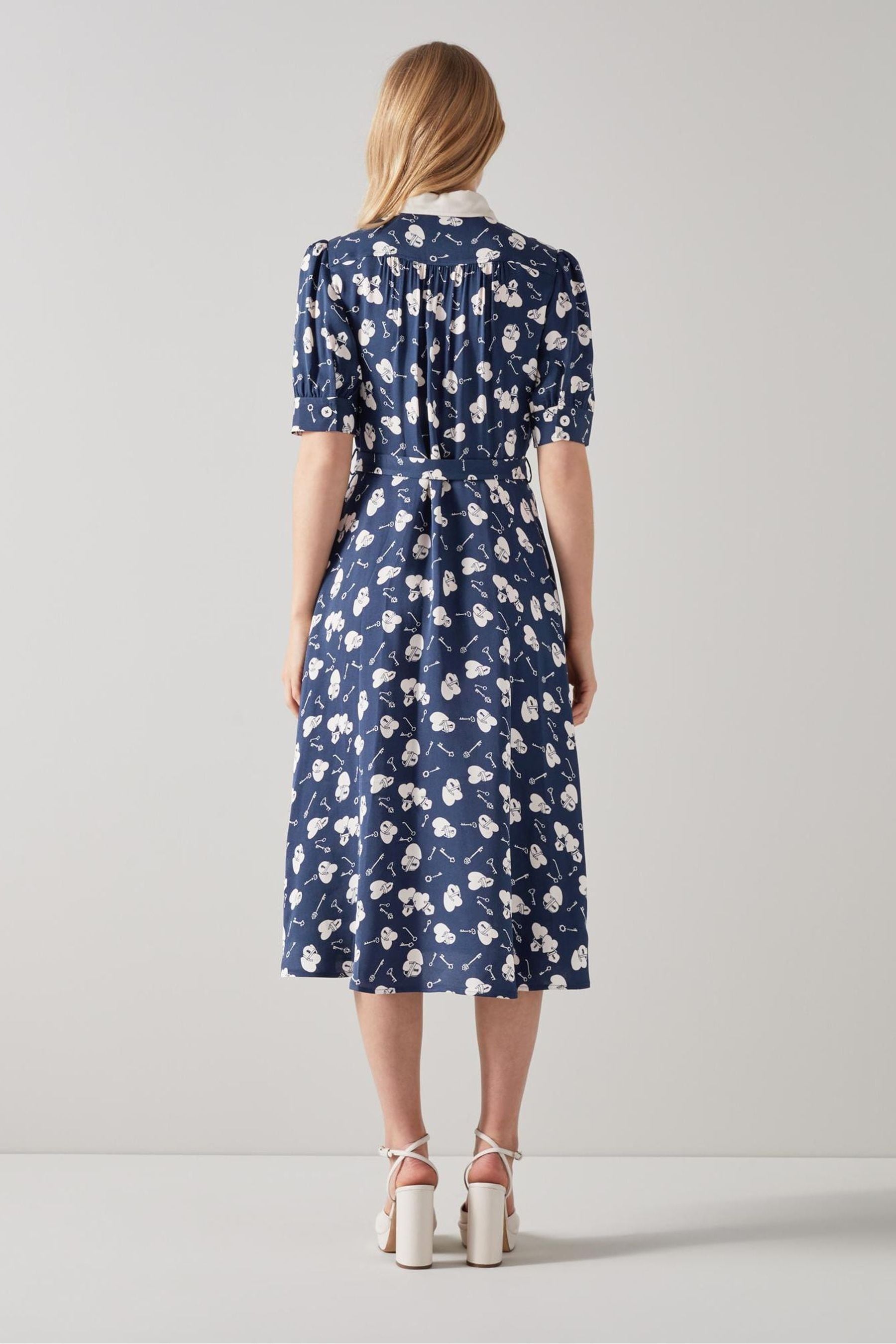 Buy LK Bennett Blue Valerie Lock And Heart Print Shirt Dress from Next Luxembourg