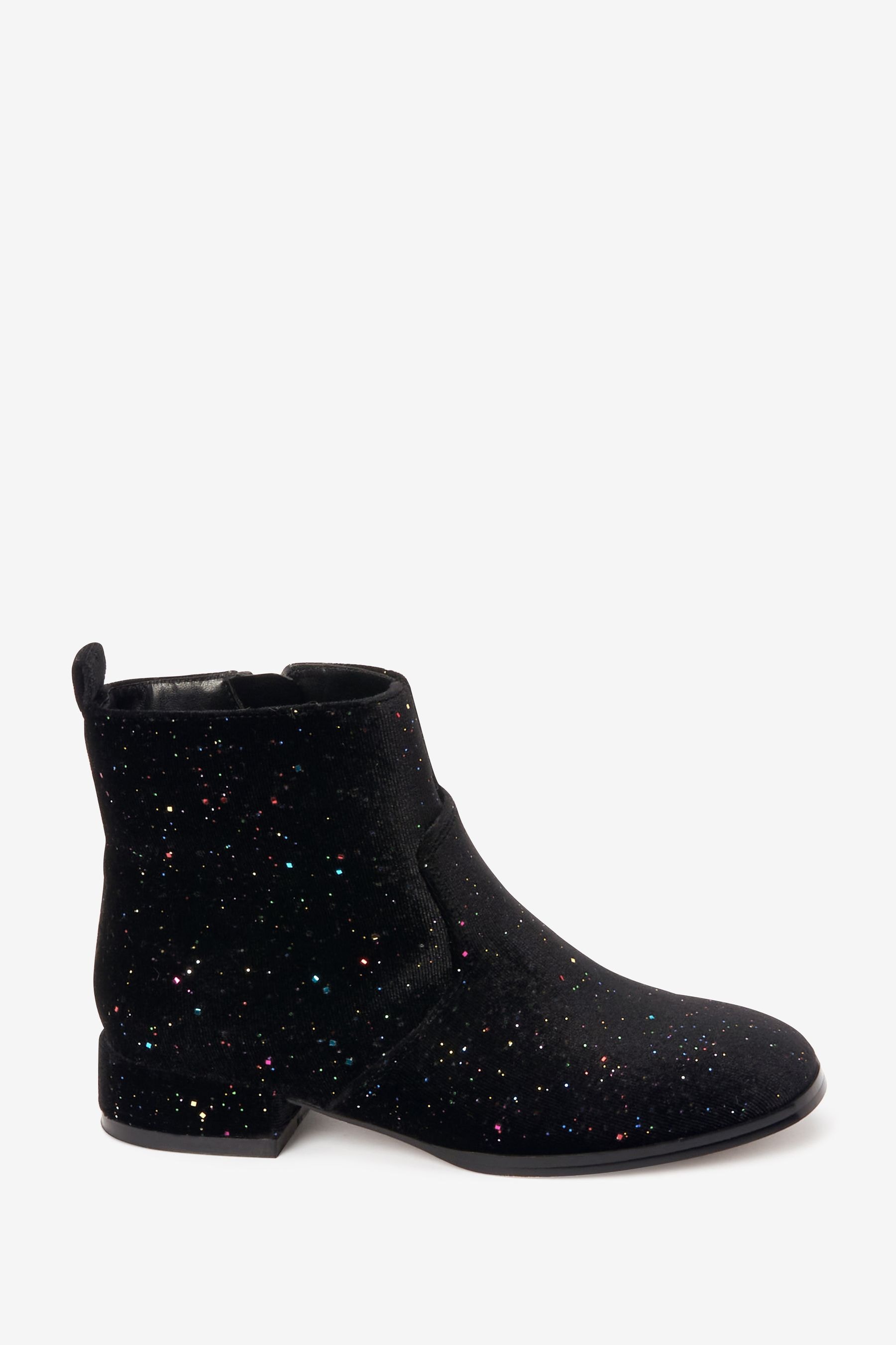 Buy Black Rainbow Glitter Velvet Boots from Next Luxembourg