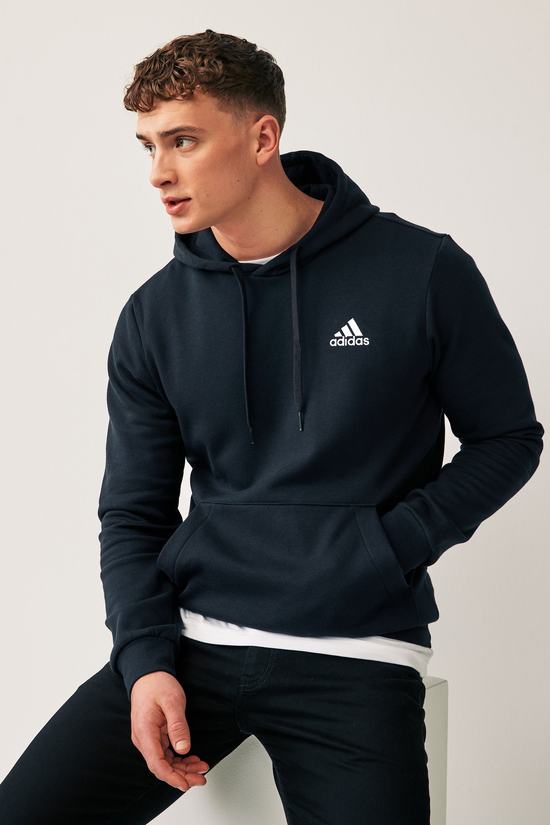 Buy adidas Black Essential Fleece Hoodie from Next Luxembourg