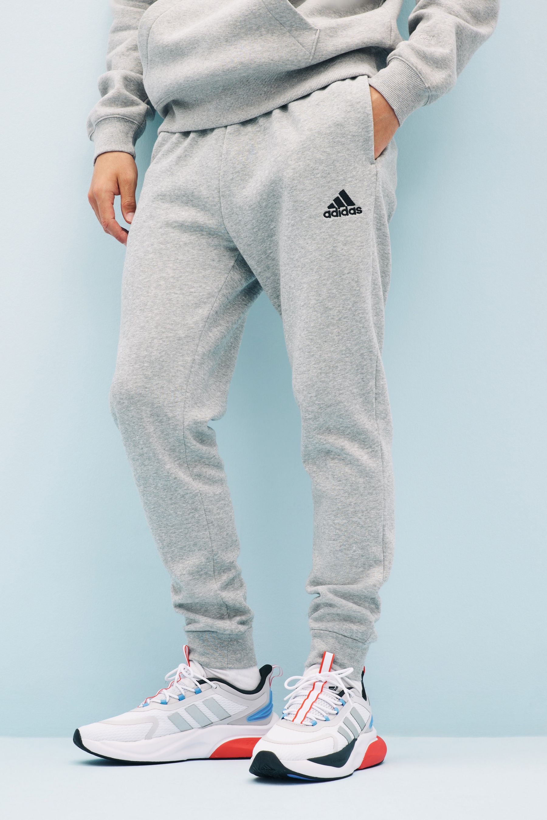 Buy adidas Light Grey Regular Essentials Fleece Tapered Joggers from Next Luxembourg