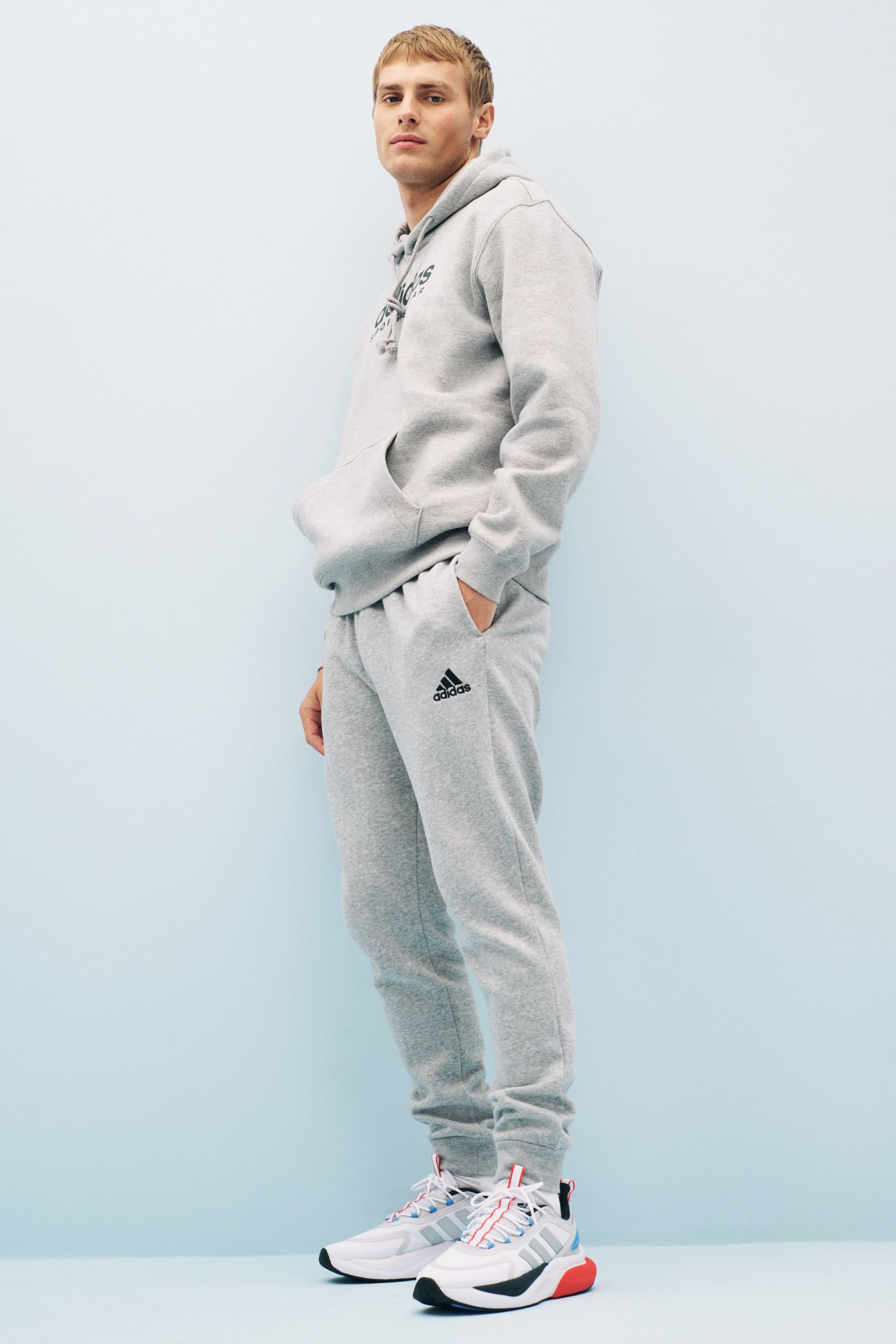 Adidas light grey joggers sale