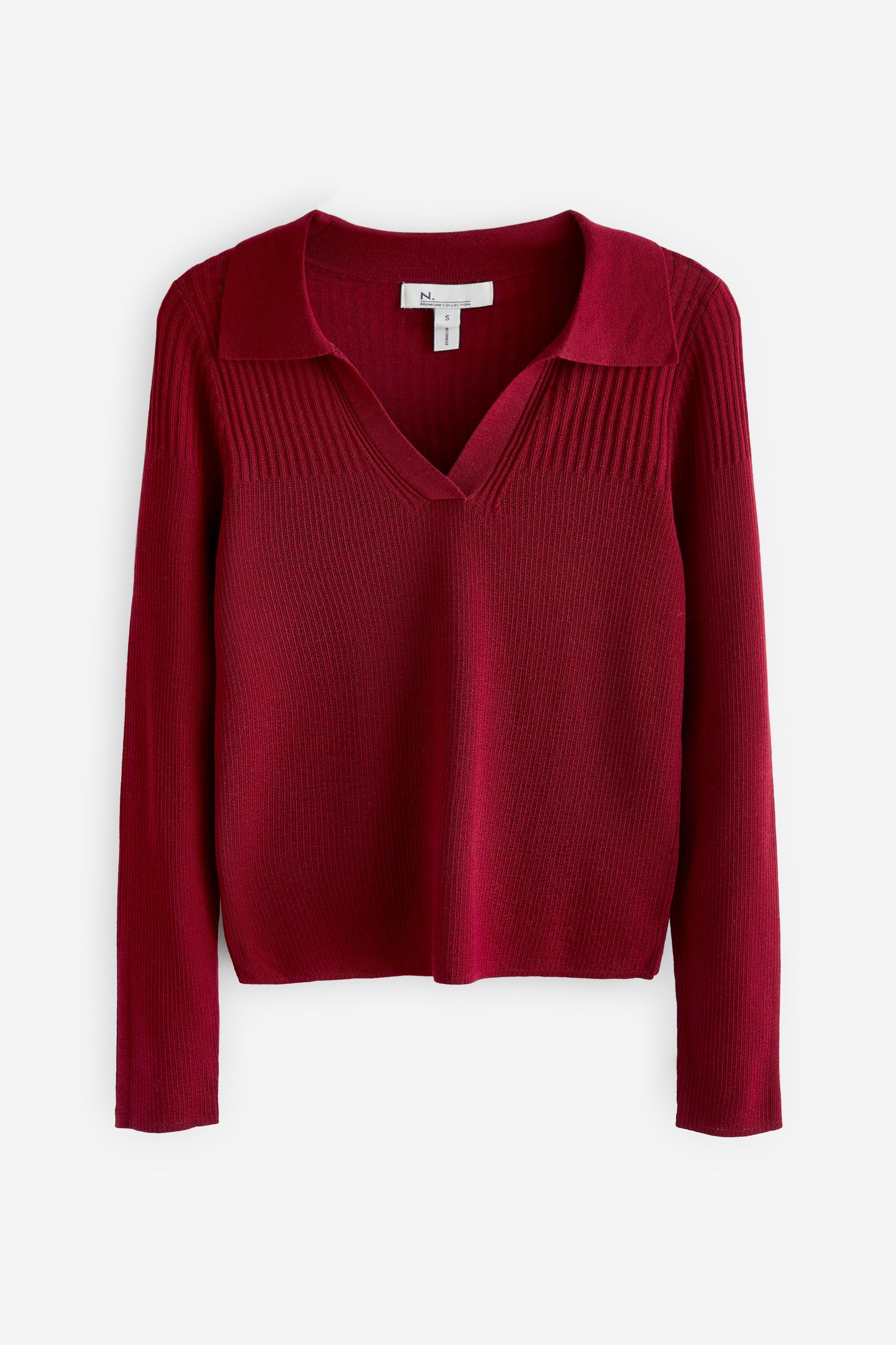 Red ribbed polo neck jumper best sale