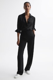 Reiss Black Aleah Petite Pull On Wide Leg Trousers - Image 6 of 7