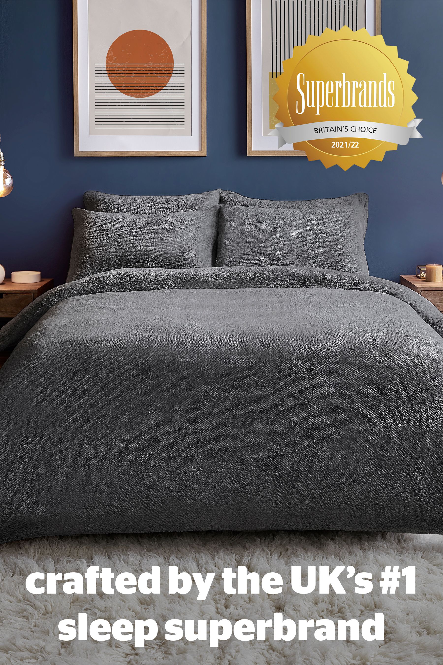 Buy Silentnight Charcoal Grey Fleece Cosy Teddy Duvet Cover and Pillowcase Set from the Next UK online shop