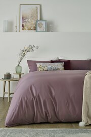 Purple Elderberry Cotton Rich Plain Duvet Cover and Pillowcase Set - Image 1 of 3