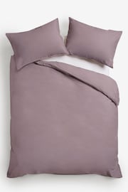 Purple Elderberry Cotton Rich Plain Duvet Cover and Pillowcase Set - Image 2 of 3