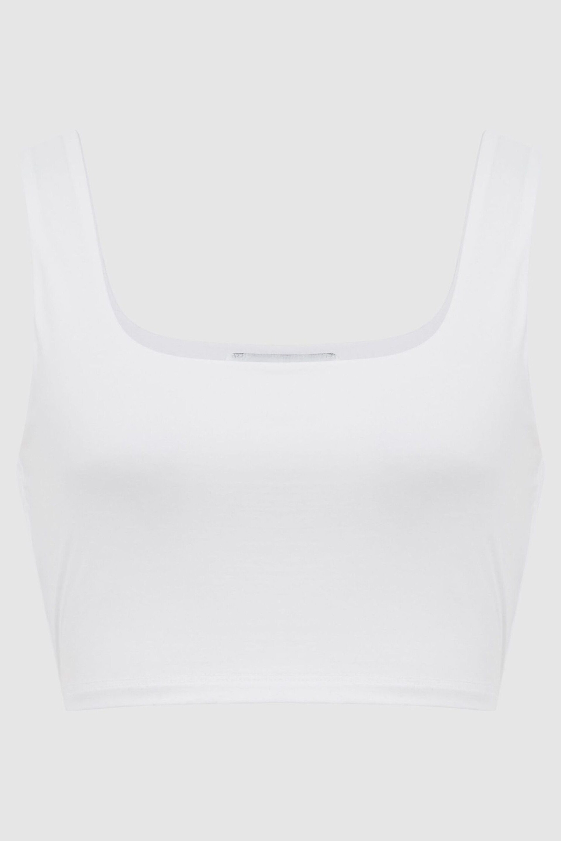 Reiss White Fae Square Neck Crop Top - Image 2 of 7