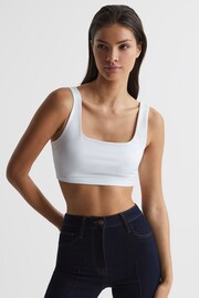 Reiss White Fae Square Neck Crop Top - Image 4 of 7