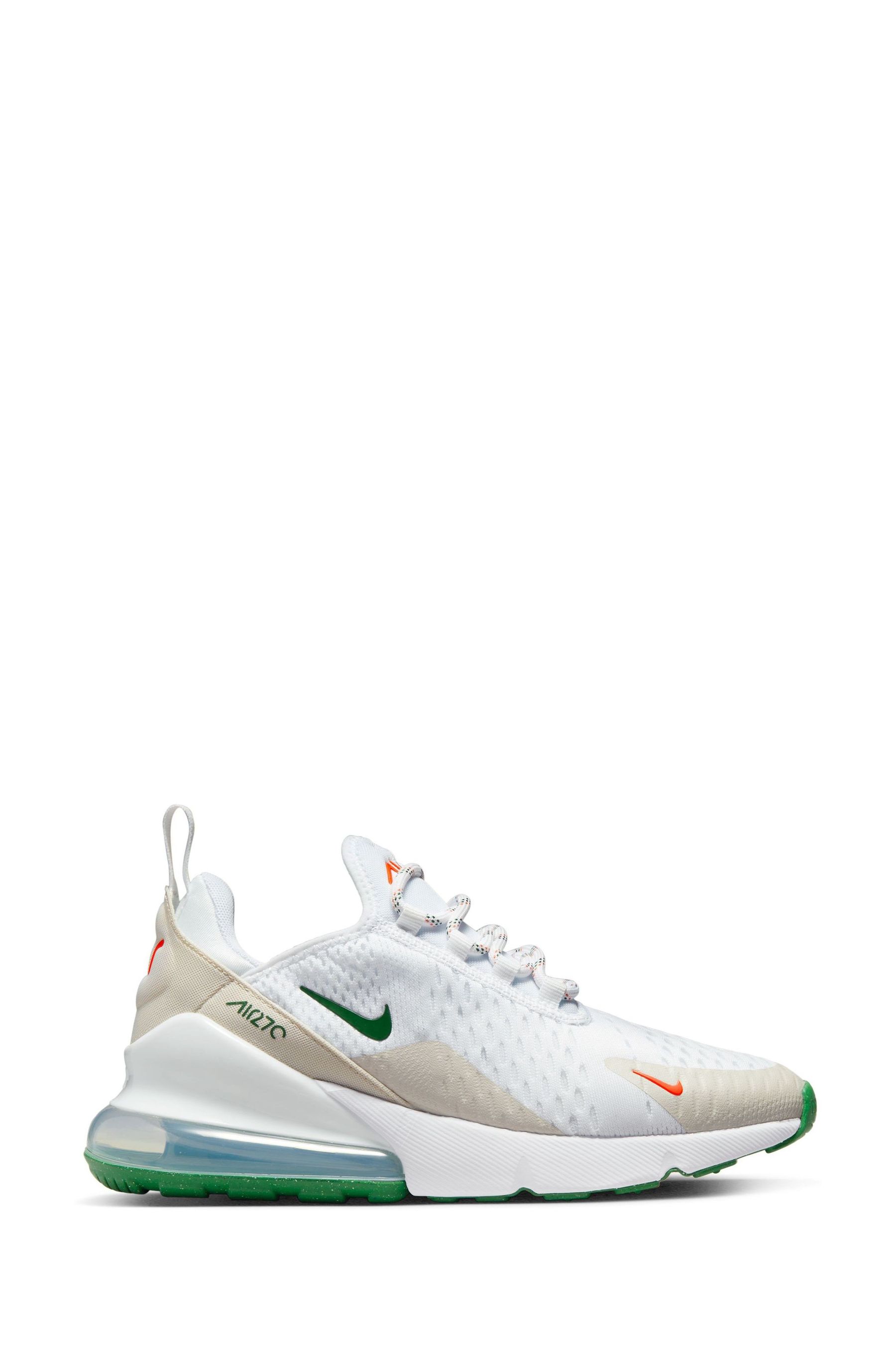 Buy Nike White Green Air Max 270 Youth Trainers from Next Luxembourg