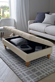 Buttoned Tweedy Plain Light Natural Albury Large with Storage Footstool - Image 2 of 9