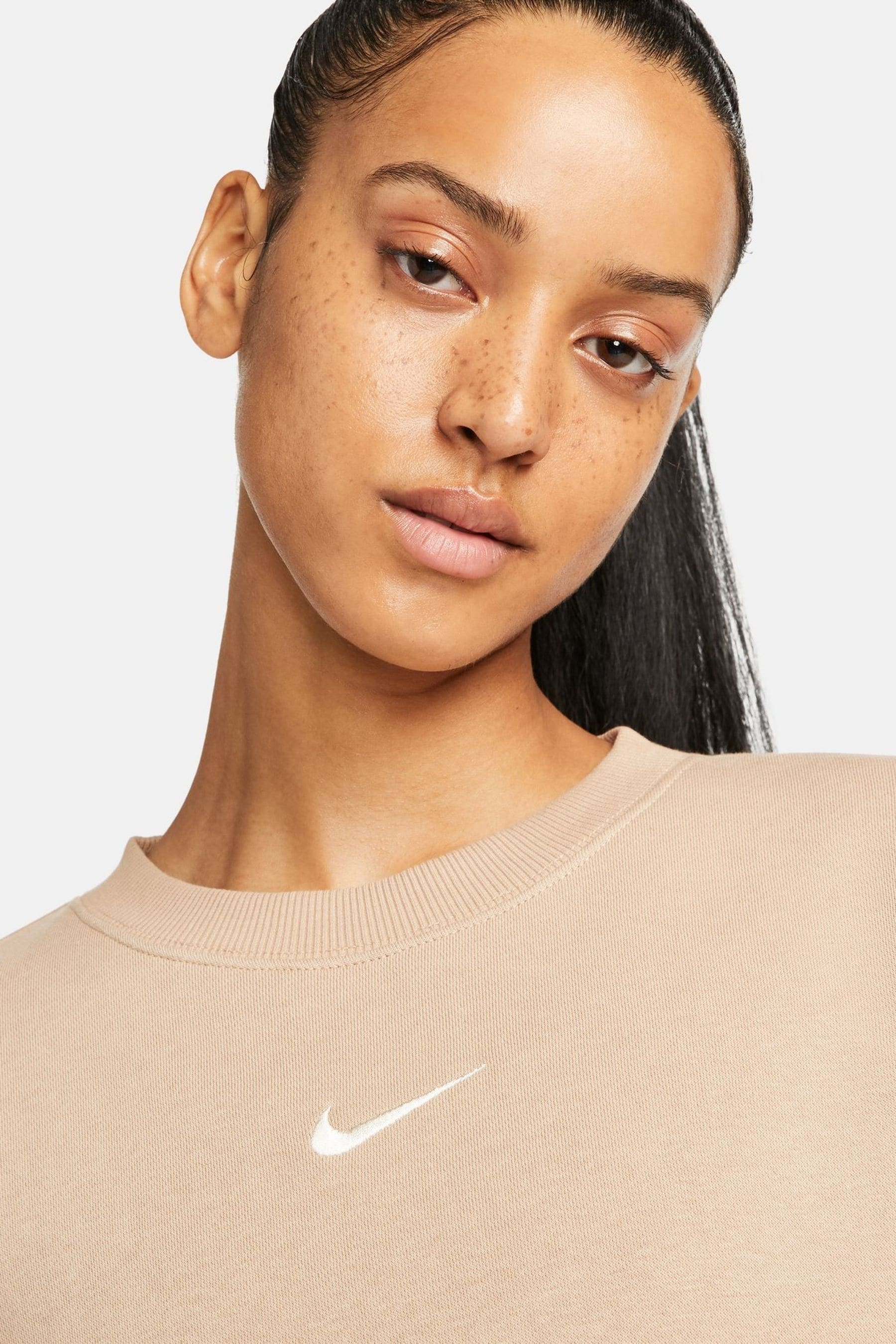 Nike mini swoosh oversized sweatshirt beige shop