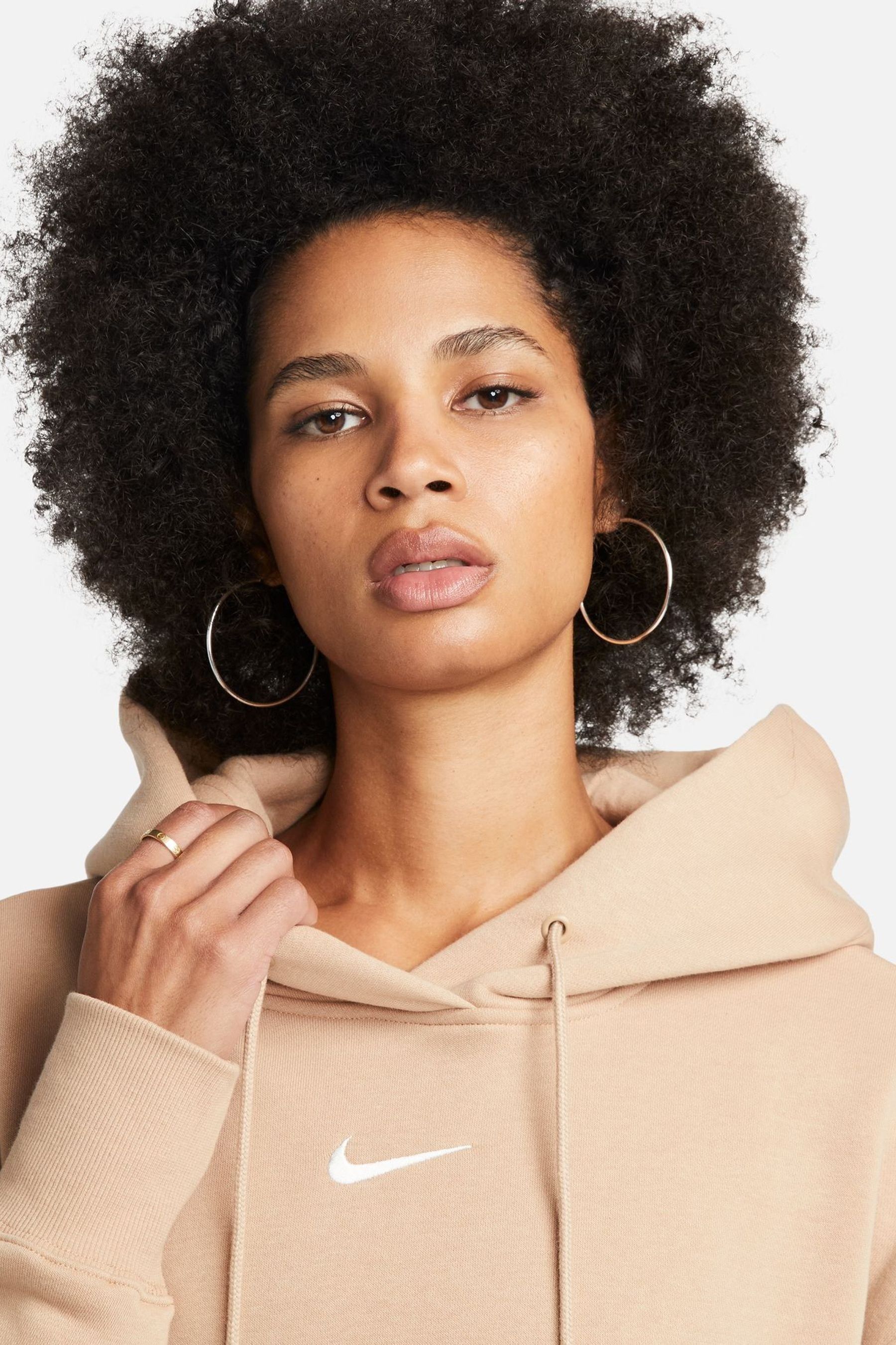 Buy Nike Beige Sportswear Phoenix Fleece Oversized Mini Swoosh Pullover Hoodie from the Next UK online shop