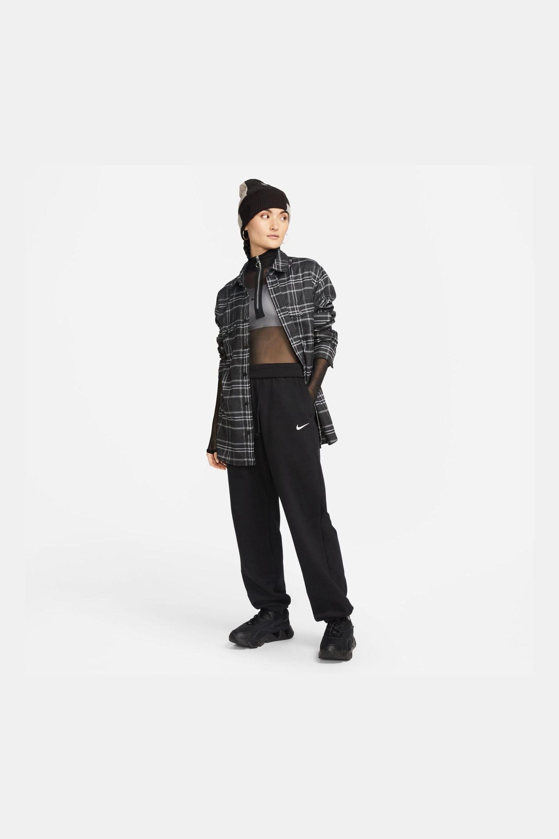 Nike mini swoosh oversized black tracksuit sale