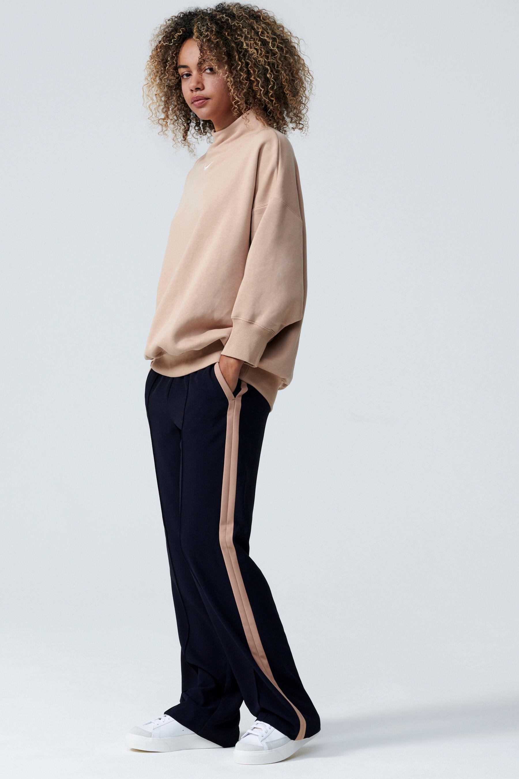 Nike mini swoosh oversized boxy sweatshirt in yello on sale