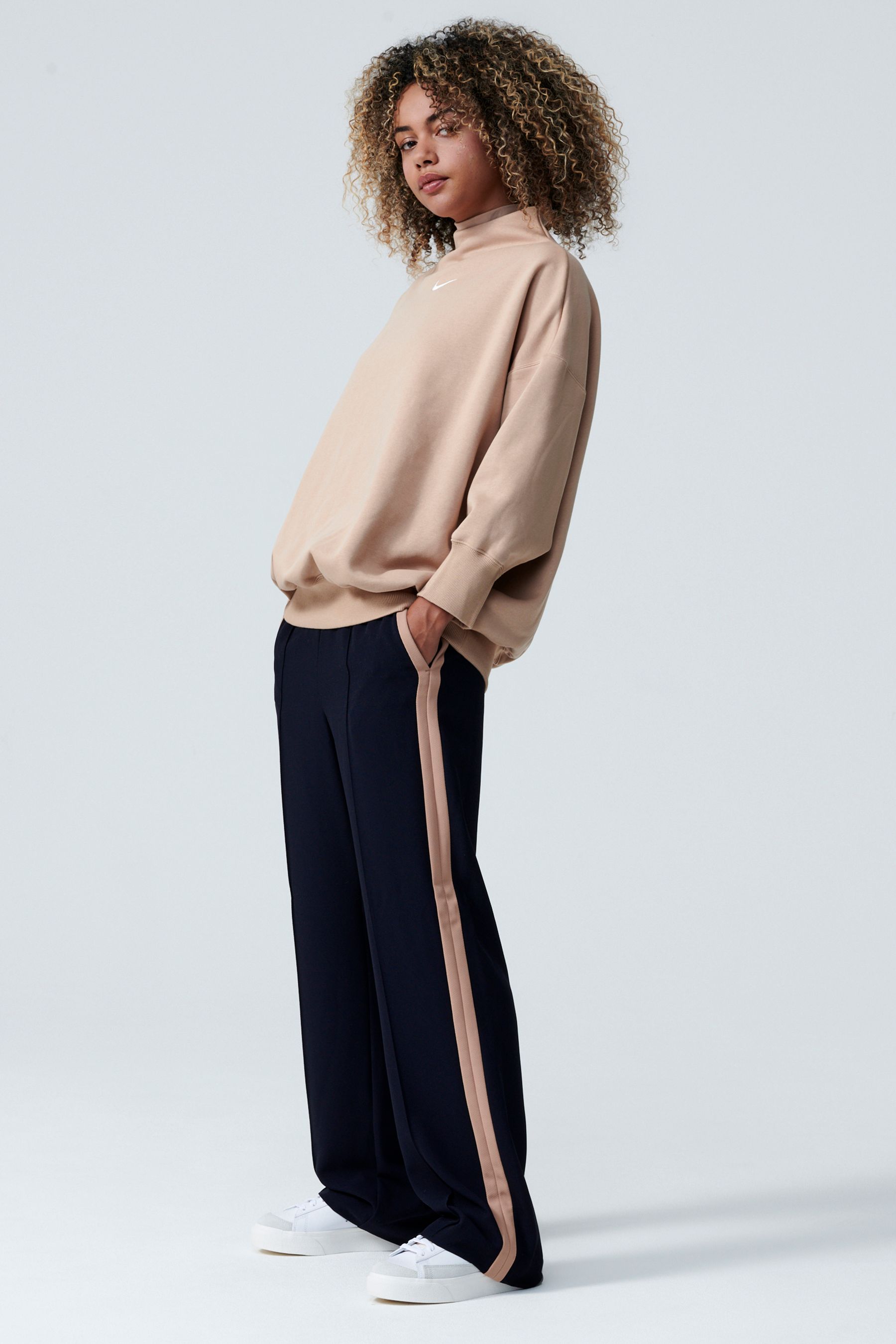 Buy Nike Beige Mini Swoosh Oversized Mock Sweatshirt from Next Luxembourg