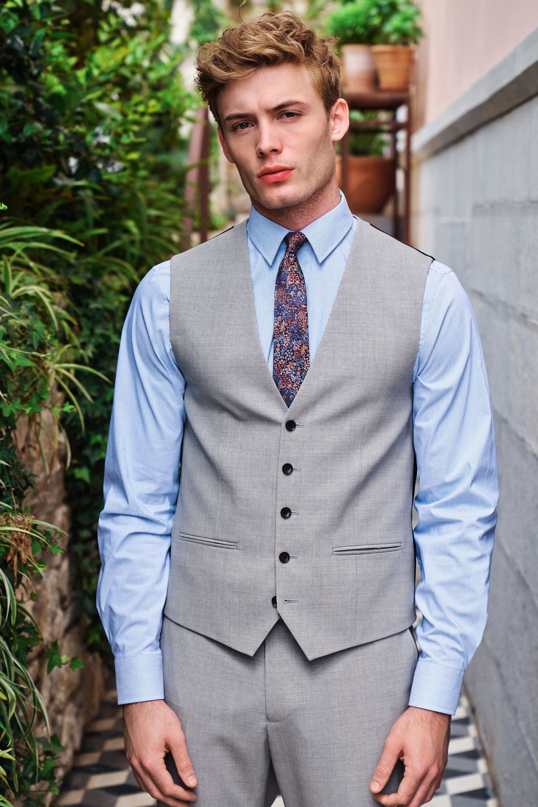 Grey slim fit waistcoat discount