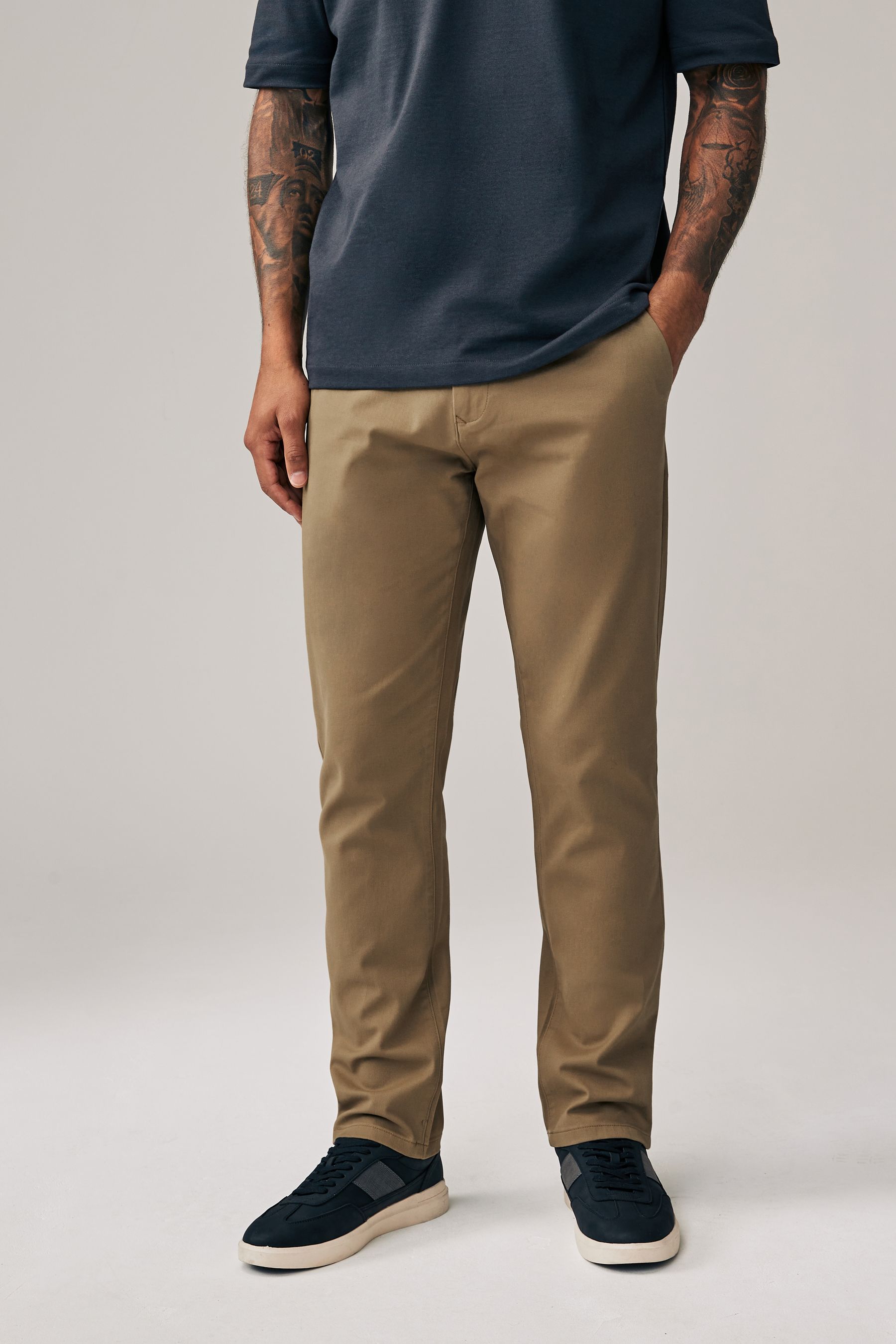 Buy Tan Light Slim Fit Stretch Chino Trousers from the Next UK online shop