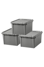 Orthex Set of 3 Grey SmartStore Recycled 32L Storage Boxes - Image 4 of 4