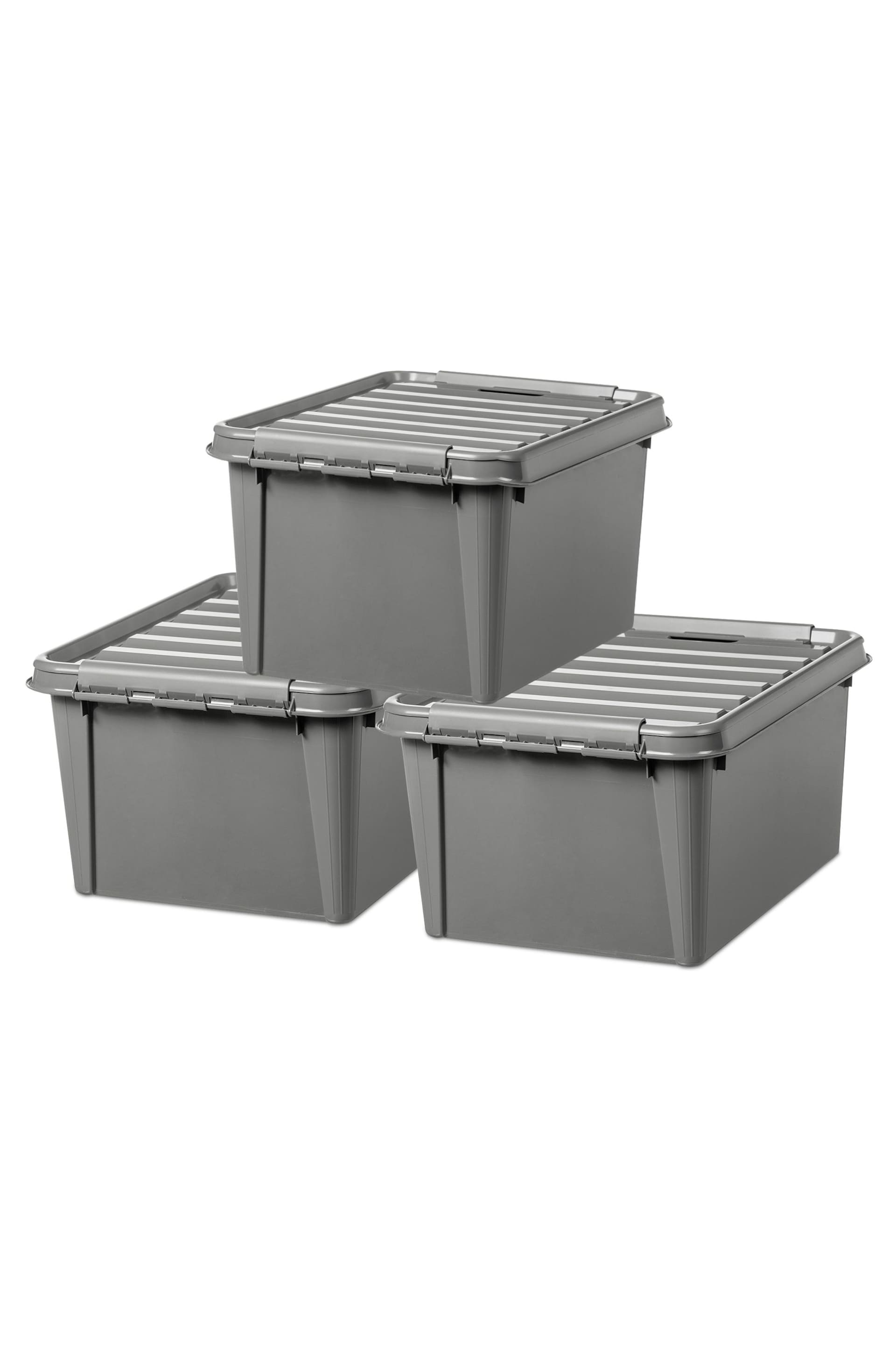 Orthex Set of 3 Grey Smartstore Recycled 14L Storage Boxes - Image 4 of 4