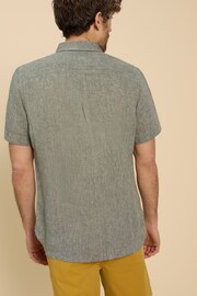 White Stuff Green Pembroke Short Sleeve Linen Shirt - Image 2 of 6