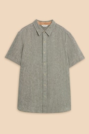 White Stuff Green Pembroke Short Sleeve Linen Shirt - Image 3 of 6