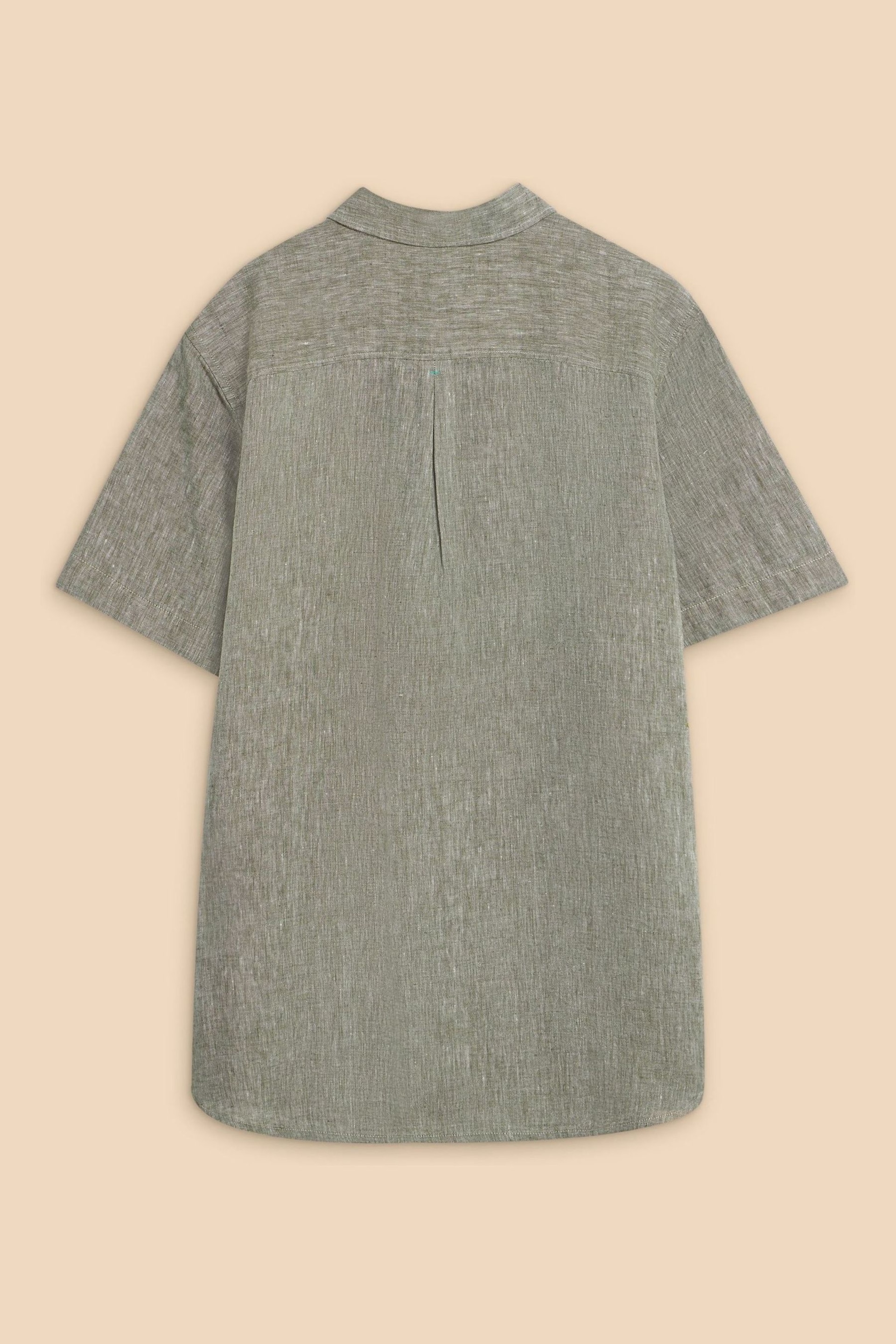 White Stuff Green Pembroke Short Sleeve Linen Shirt - Image 6 of 6