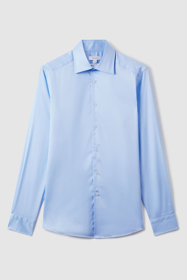 Reiss Blue Frontier Slim Fit Cotton Blend Shirt - Image 2 of 5