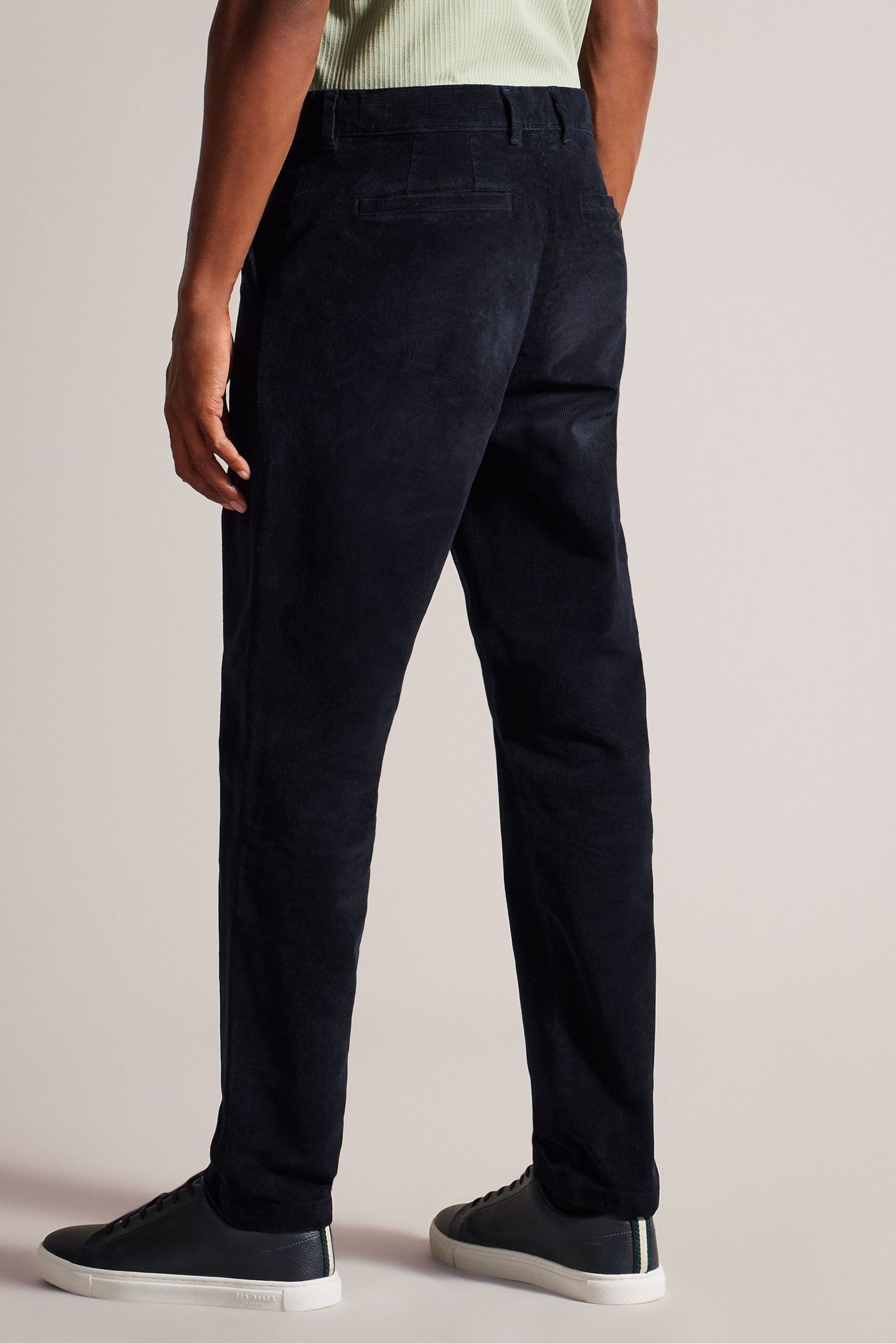 Ted Baker Blue Regular Fit Payet Cord Trousers - Image 2 of 5