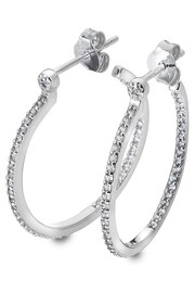 Hot Diamonds Silver Tone White Topaz Hoop Earrings - Image 1 of 3