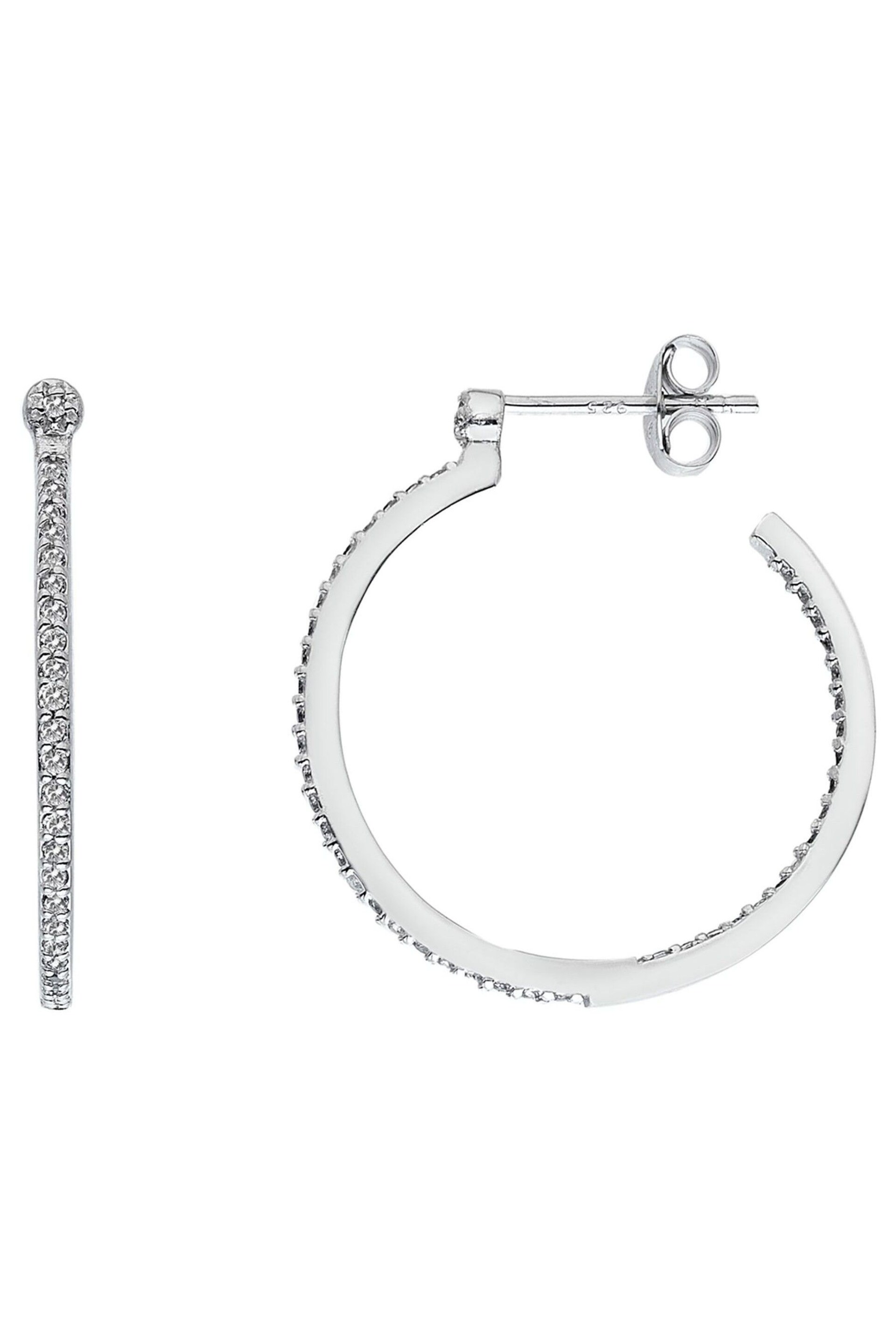 Hot Diamonds Silver Tone White Topaz Hoop Earrings - Image 2 of 3