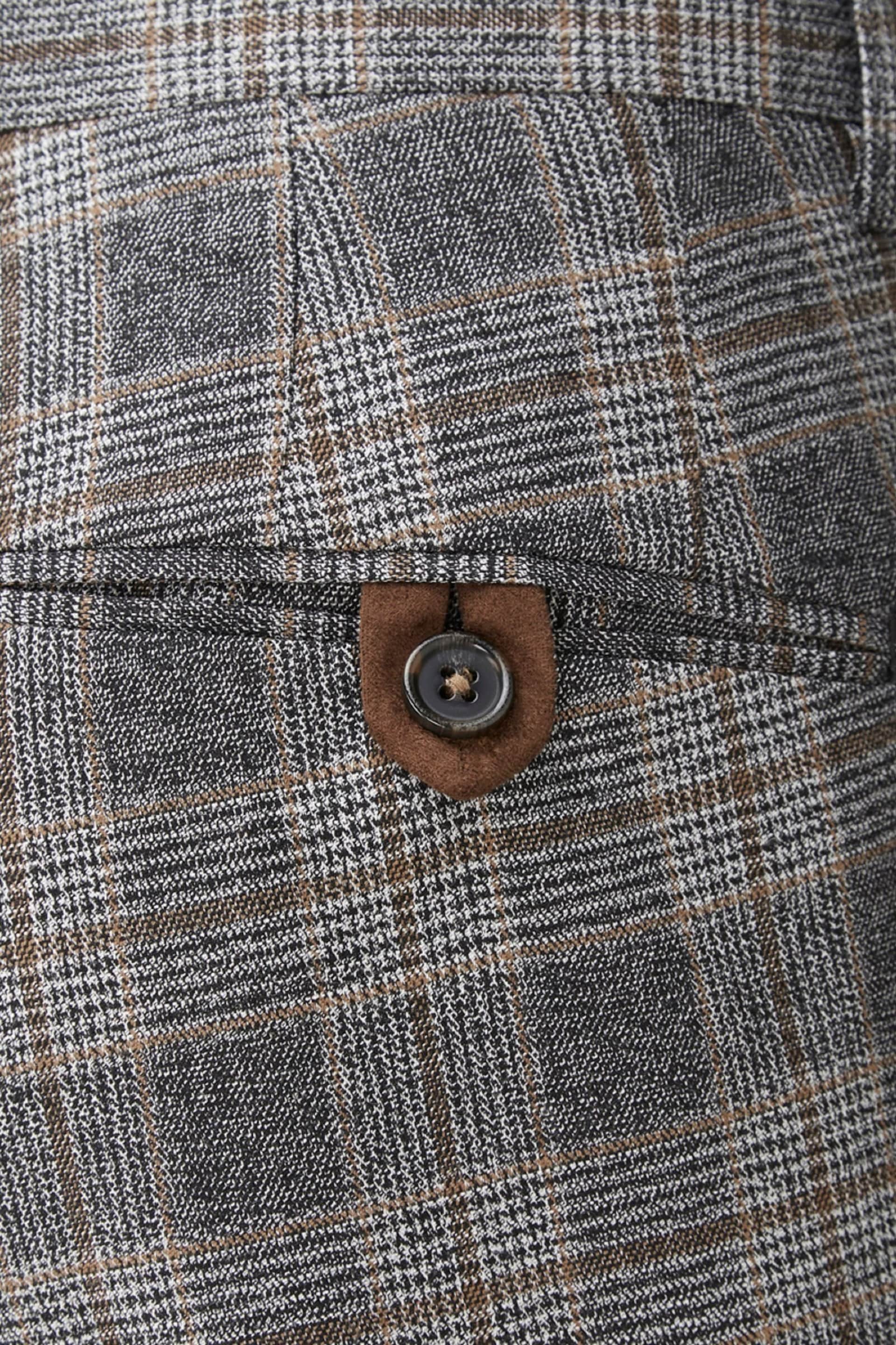 Skopes Tatton Grey Brown Check Tailored Fit Suit Trousers - Image 3 of 5