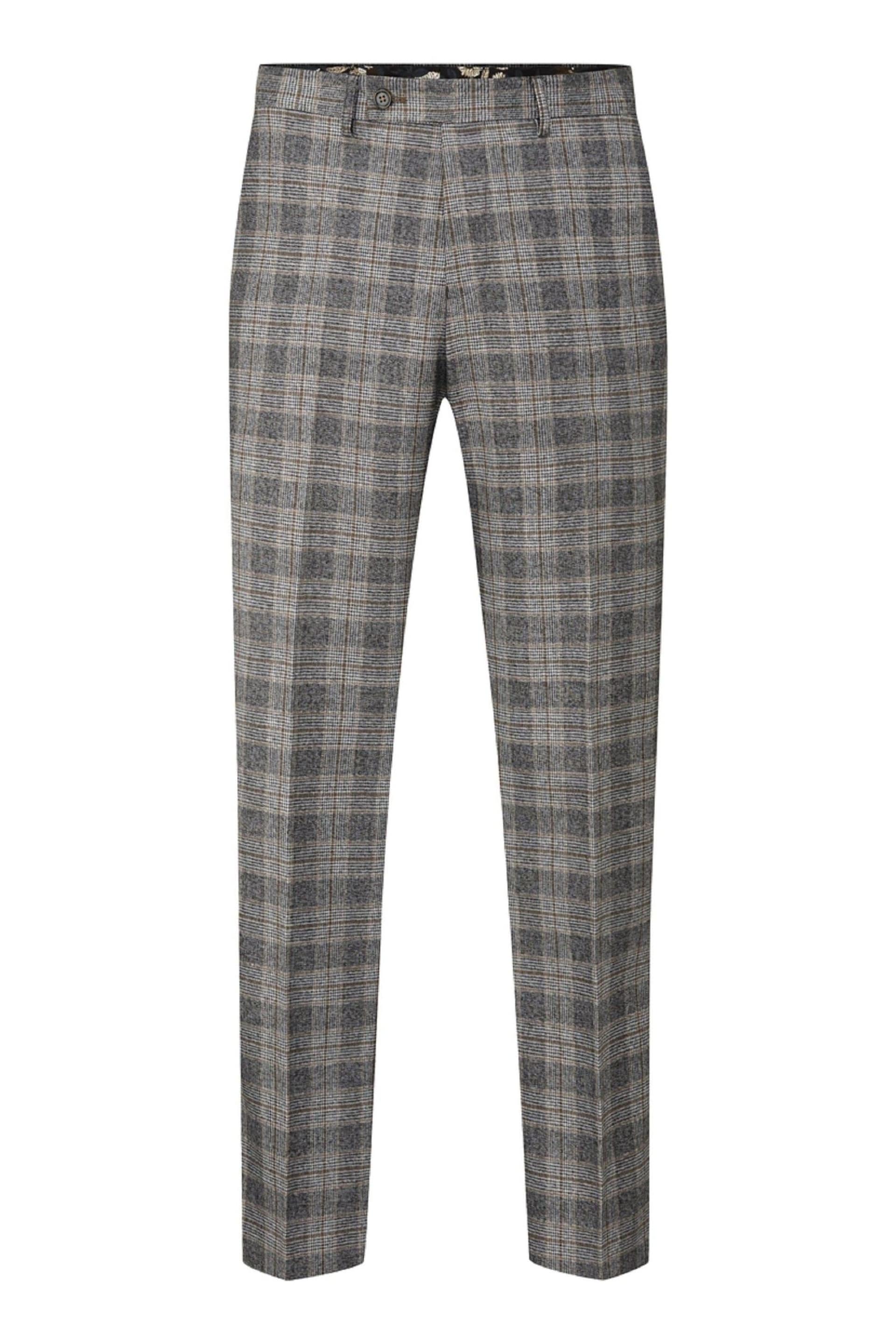 Skopes Tatton Grey Brown Check Tailored Fit Suit Trousers - Image 4 of 5