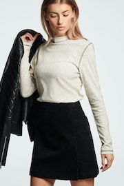 Black Corduroy Mini Skirt - Image 1 of 6
