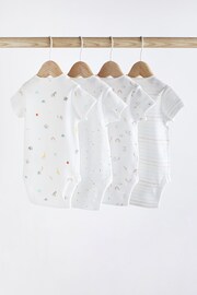 White Bright Animal 4 Pack Baby Printed Short Sleeve Bodysuits - Image 2 of 9