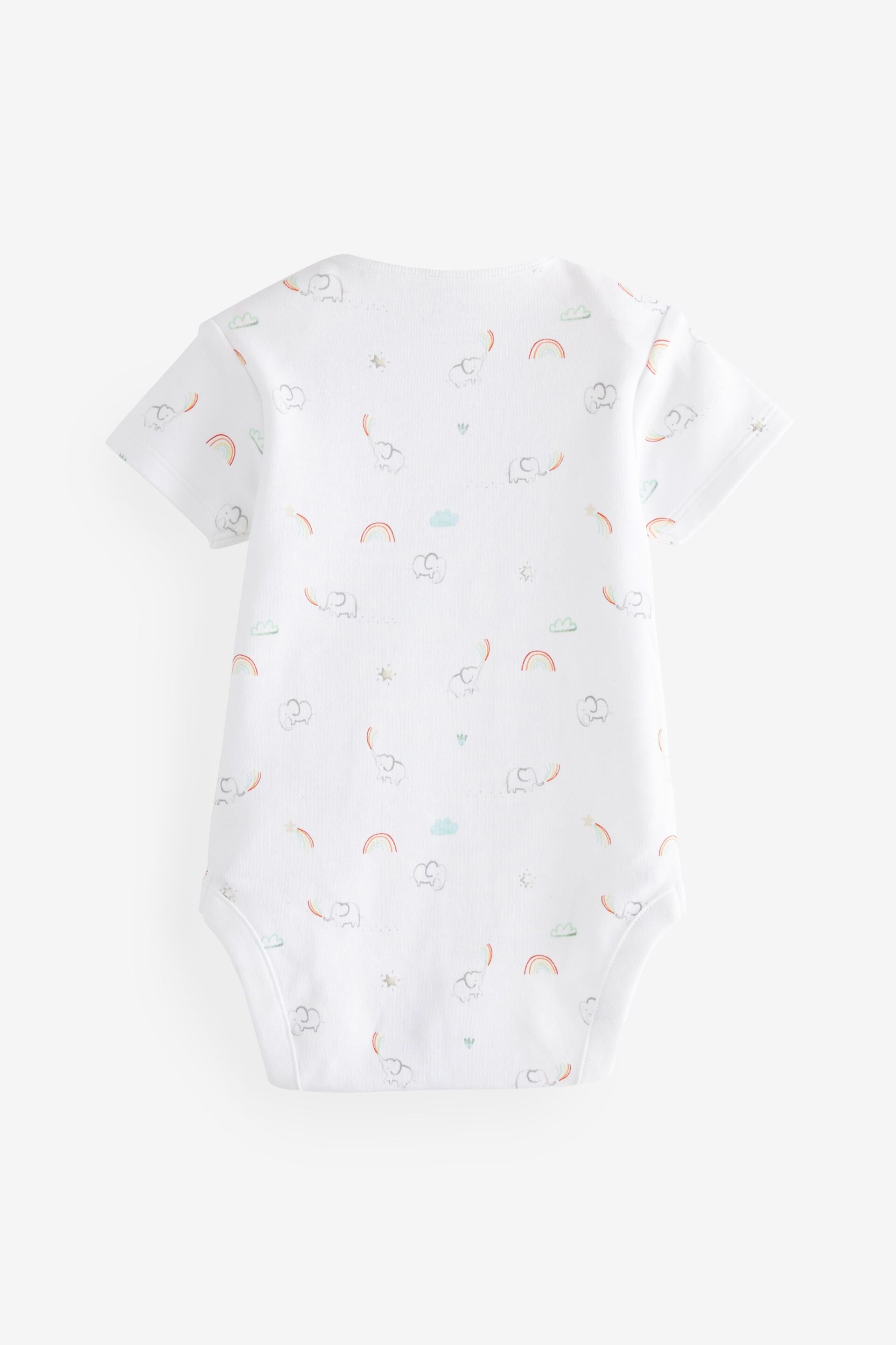 White Bright Animal 4 Pack Baby Printed Short Sleeve Bodysuits - Image 5 of 9