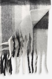 Black/White Check Heavyweight Tassel Trim Blanket Scarf - Image 6 of 7