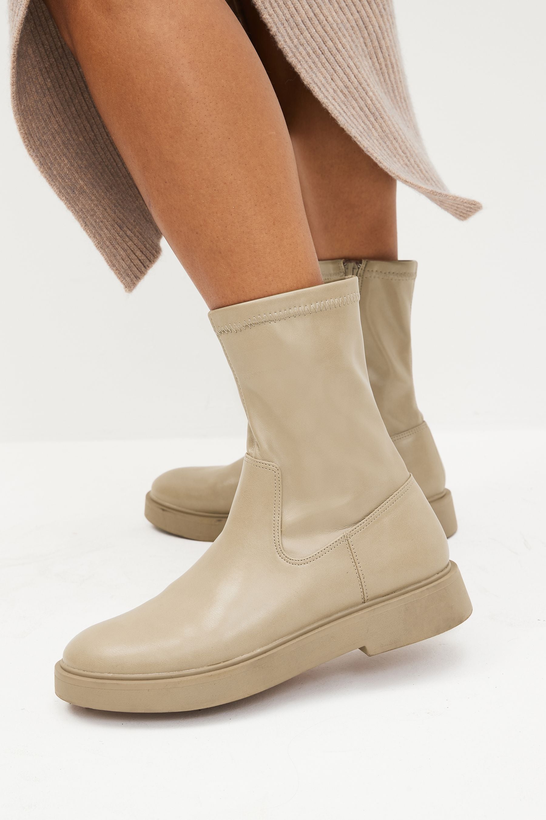 Nude Cream Forever Comfort Sock Chelsea Boots