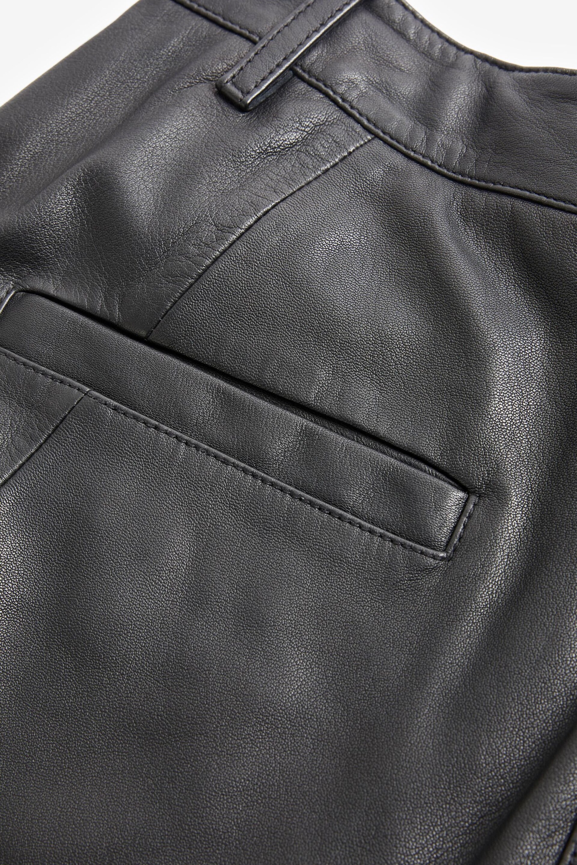 Black Premium Leather Biker Trousers - Image 8 of 10